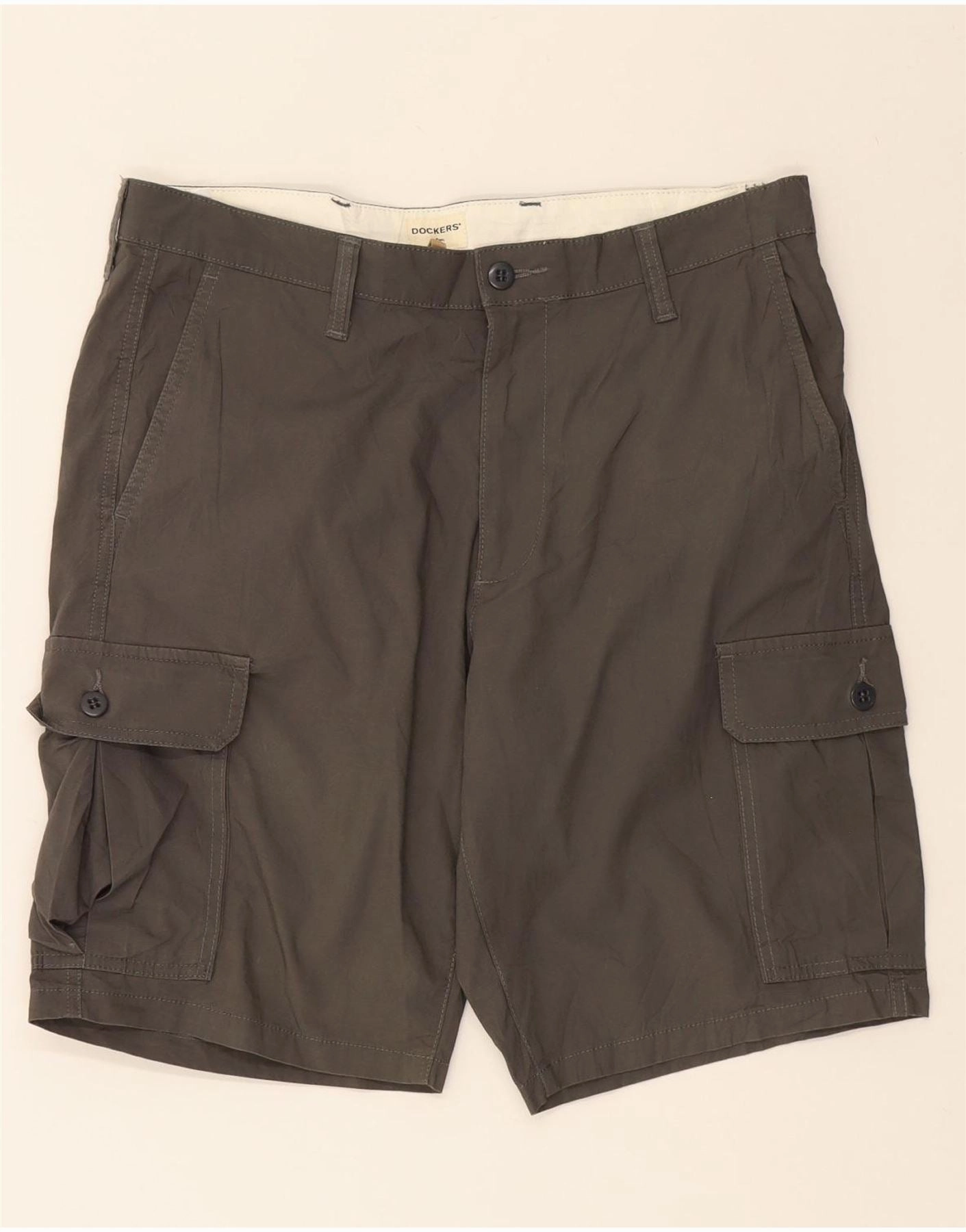 Cozy Style Four Way Stretch DOCKERS Mens Cargo Shorts W34 Large Grey Cotton