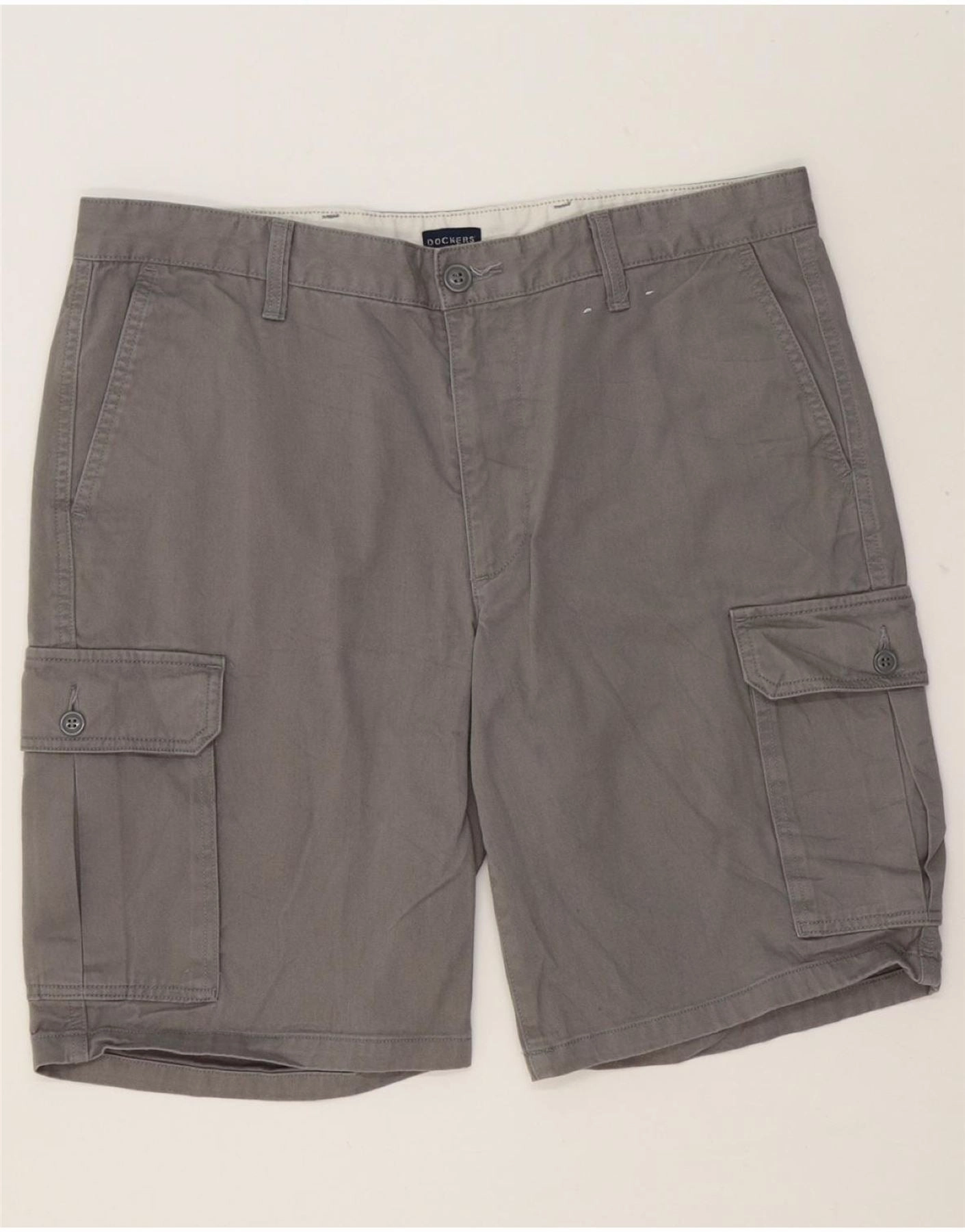 DOCKERS Mens Cargo Shorts W34 Large Grey Cotton Side Pockets Layering Piece