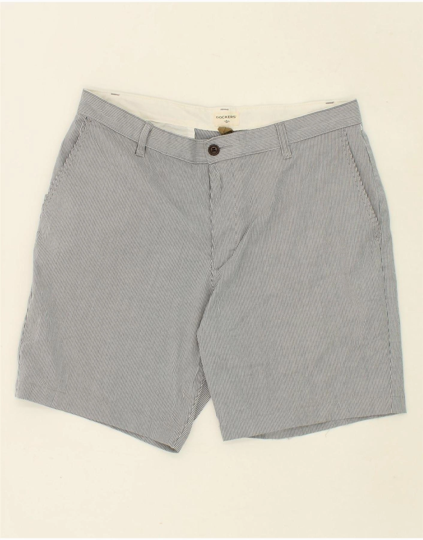 Frictionless Movement Reflective details DOCKERS Mens Cargo Shorts W34 Large Grey Pinstripe Cotton