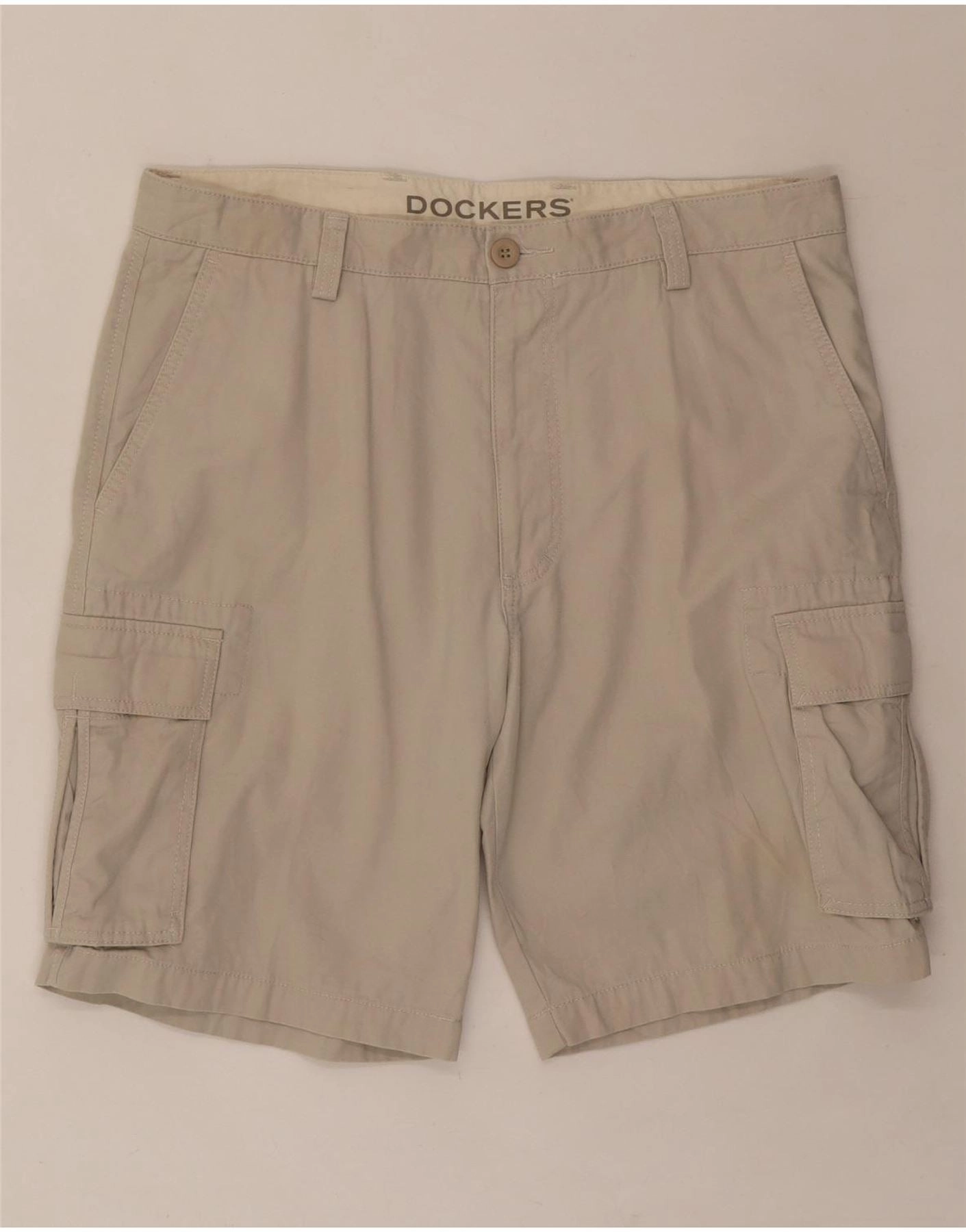DOCKERS Mens Cargo Shorts W36 Large  Beige Cotton fresh start Eco Friendly Fabric
