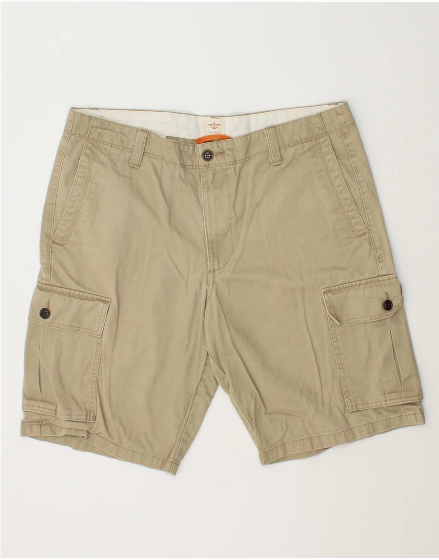 DOCKERS Mens Cargo Shorts W36 Large Beige Cotton Waterproof Feature