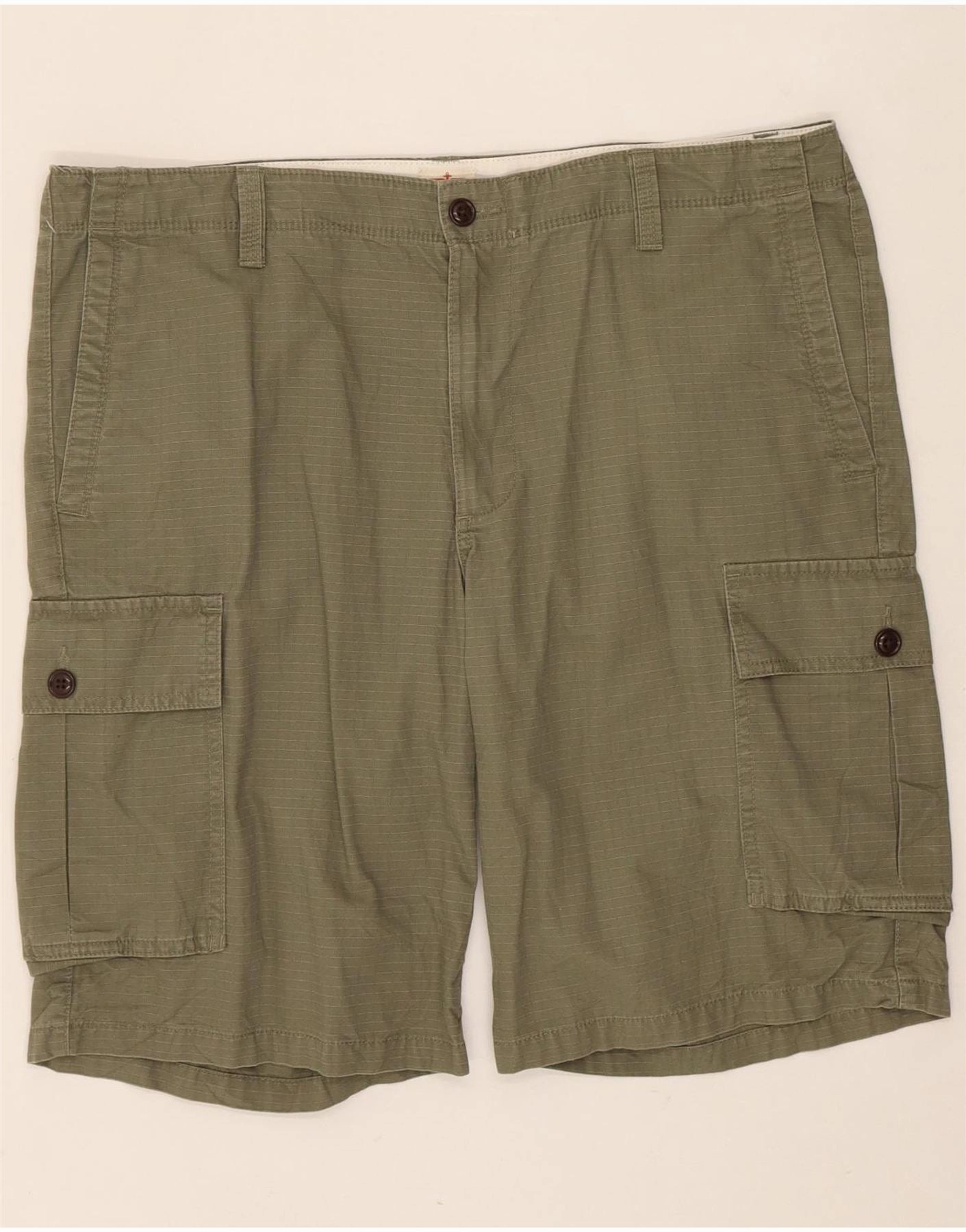 DOCKERS Mens Cargo Shorts W36 Large Khaki Pinstripe Cotton Sport Friendly Casual Flex