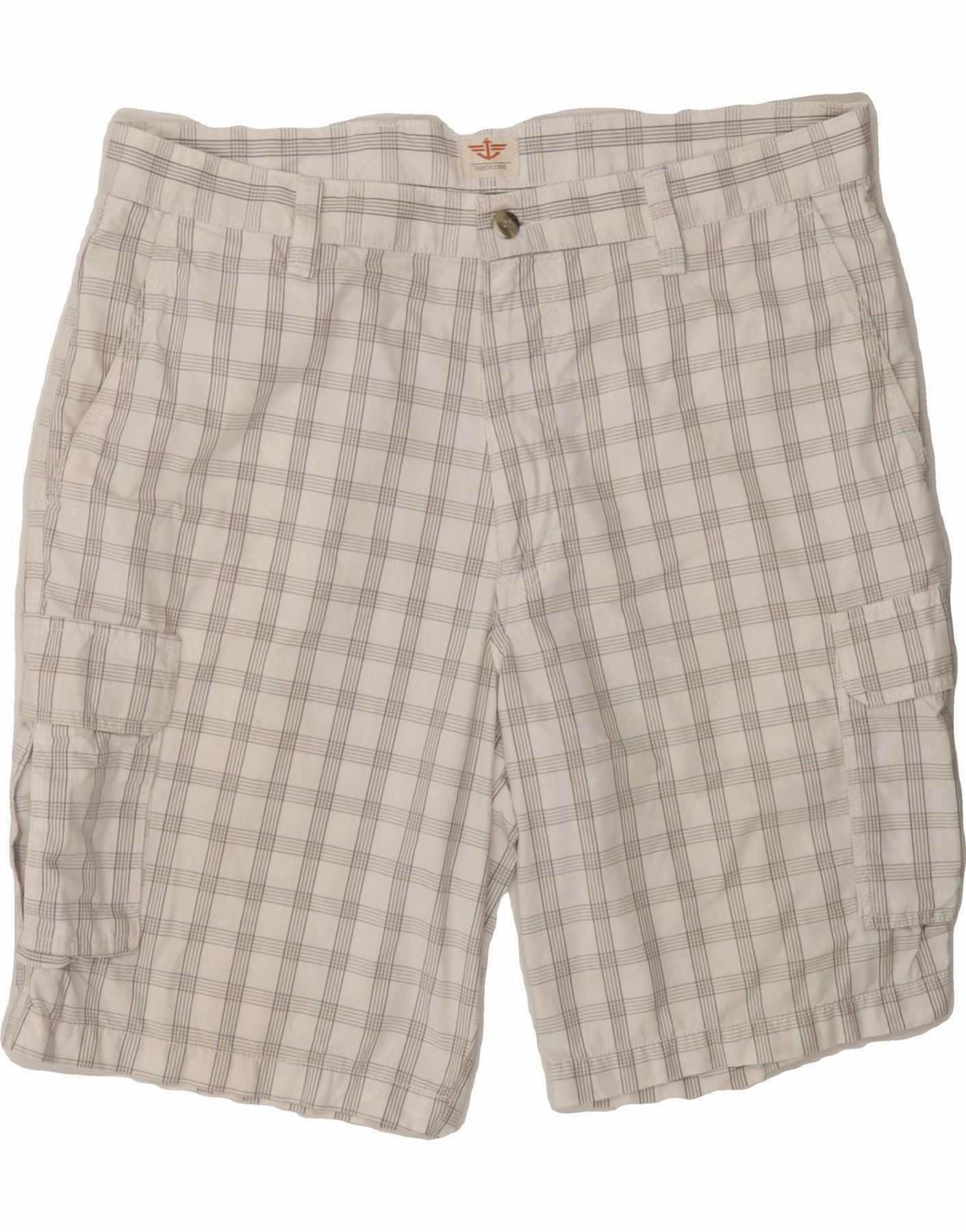 DOCKERS Mens Cargo Shorts W36 Large  White Check Cotton Style Choice