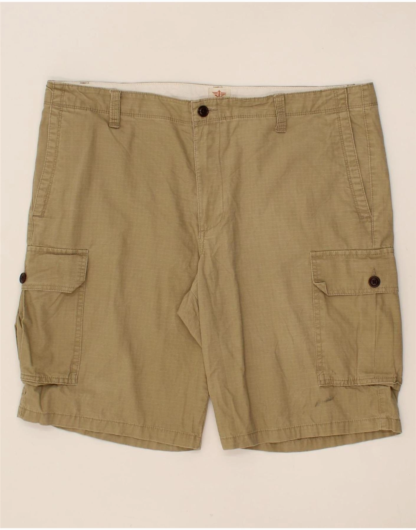 Clean Finish Anti Pilling Surface DOCKERS Mens Cargo Shorts W38 XL Beige Check Cotton