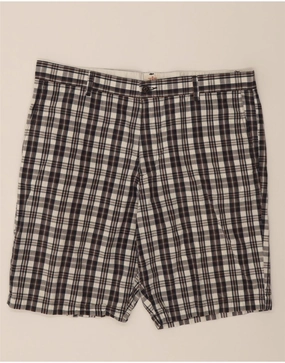 DOCKERS Mens Cargo Shorts W38 XL Navy Blue Check Cotton Handmade Soft Touch