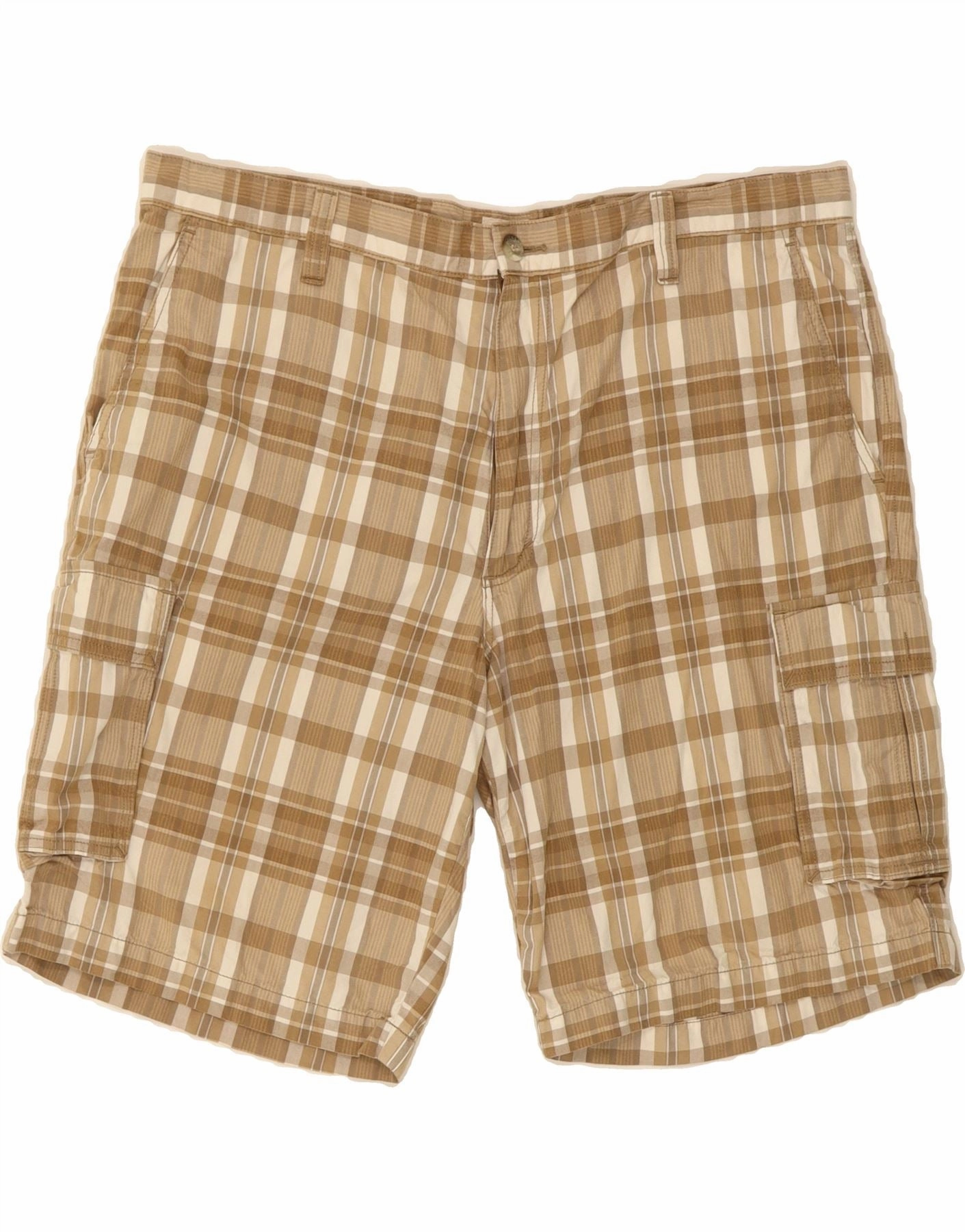 Multi Panel Cut AntiOdorTreatment DOCKERS Mens Cargo Shorts W40 XL  Beige Check Cotton