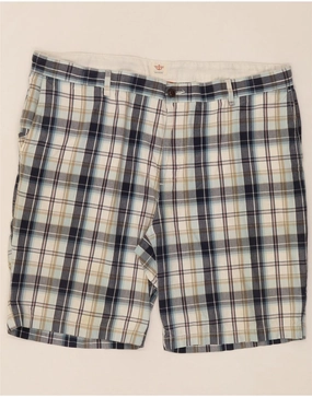 DOCKERS Mens Cargo Shorts W42 2XL Navy Blue Check Cotton Body Motion Sweat Wicking Channels