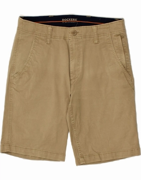 DOCKERS Mens Chino Shorts W30 Medium Beige Cotton Silk Touch QuickAdjustStraps