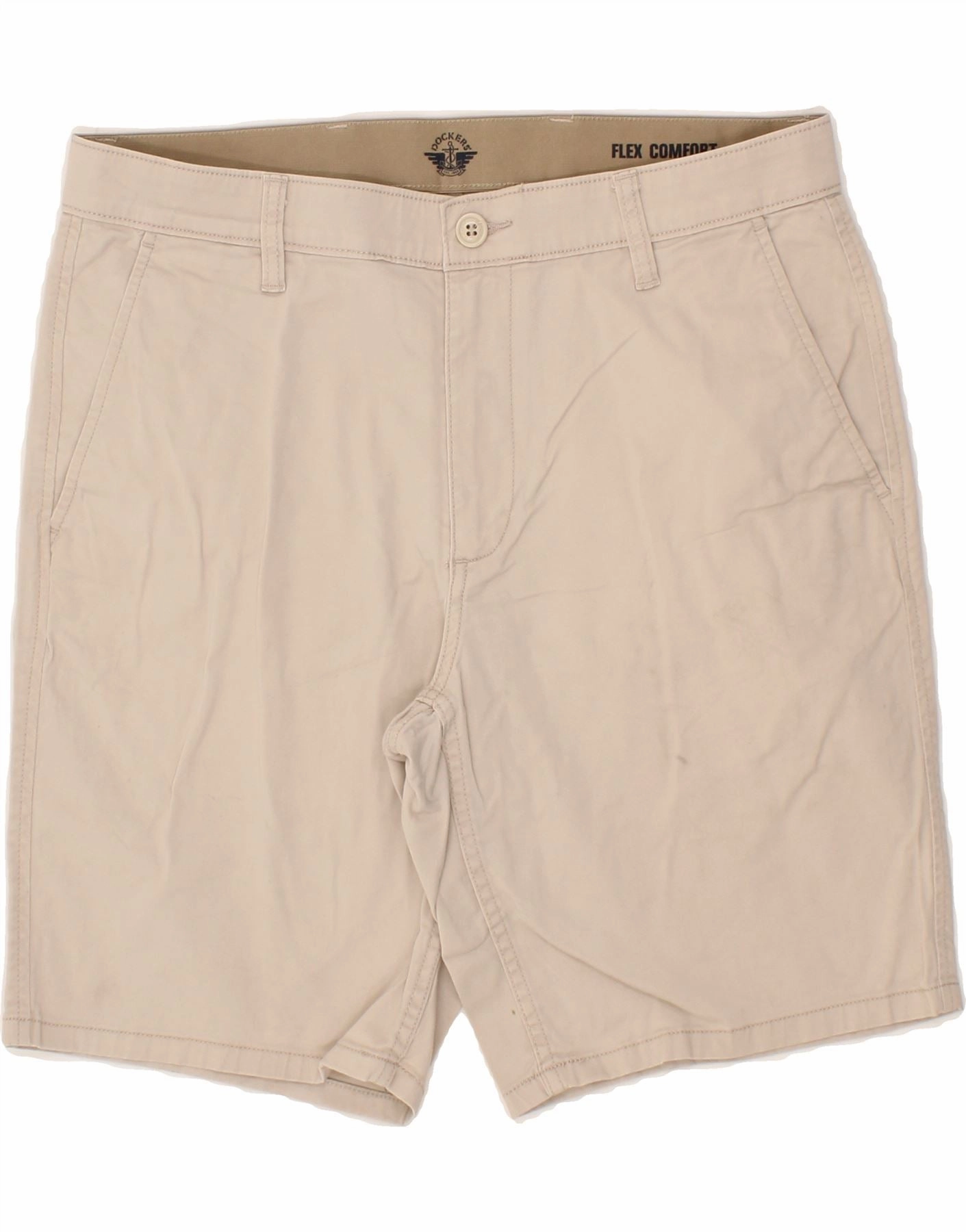 DOCKERS Mens Chino Shorts W32 Medium Beige Cotton Soft Waist Lightweight Material