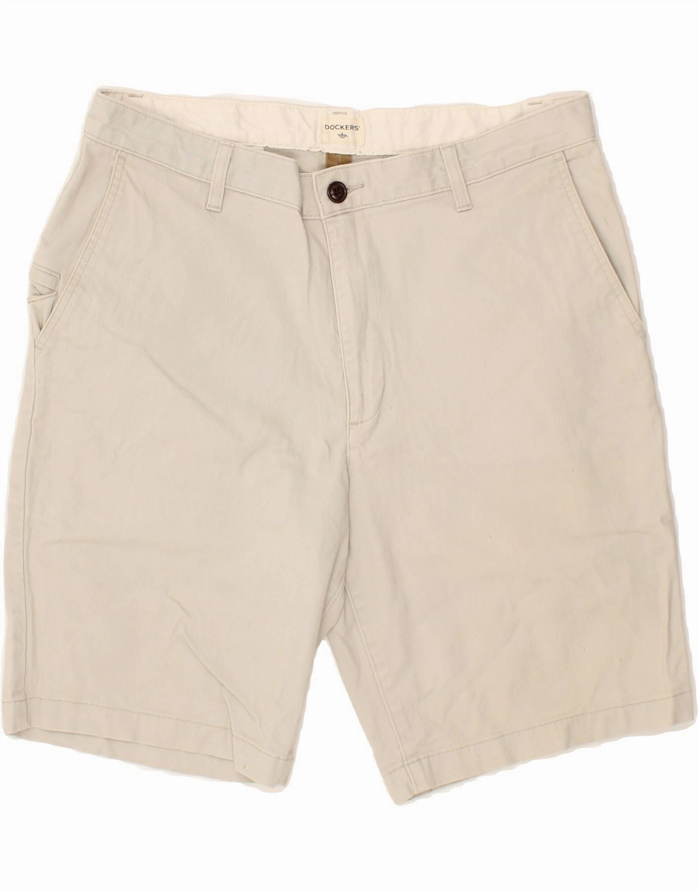 DOCKERS Mens Chino Shorts W34 Large Grey Cotton Cotton Blend Functional Waist
