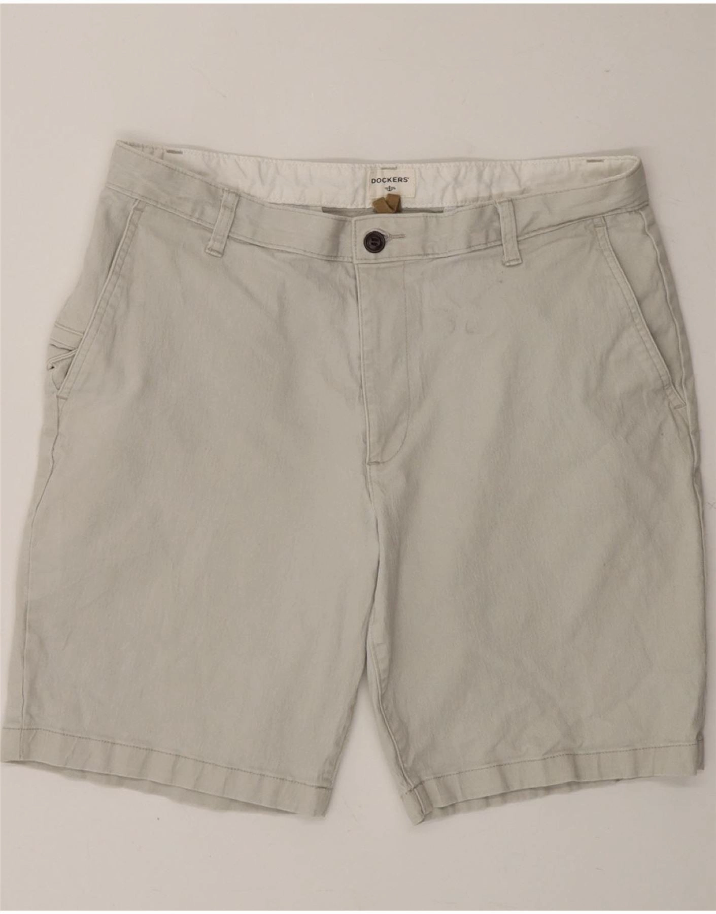 DOCKERS Mens Chino Shorts W34 Large Grey Cotton Zero Irritation Tags Summer Essential