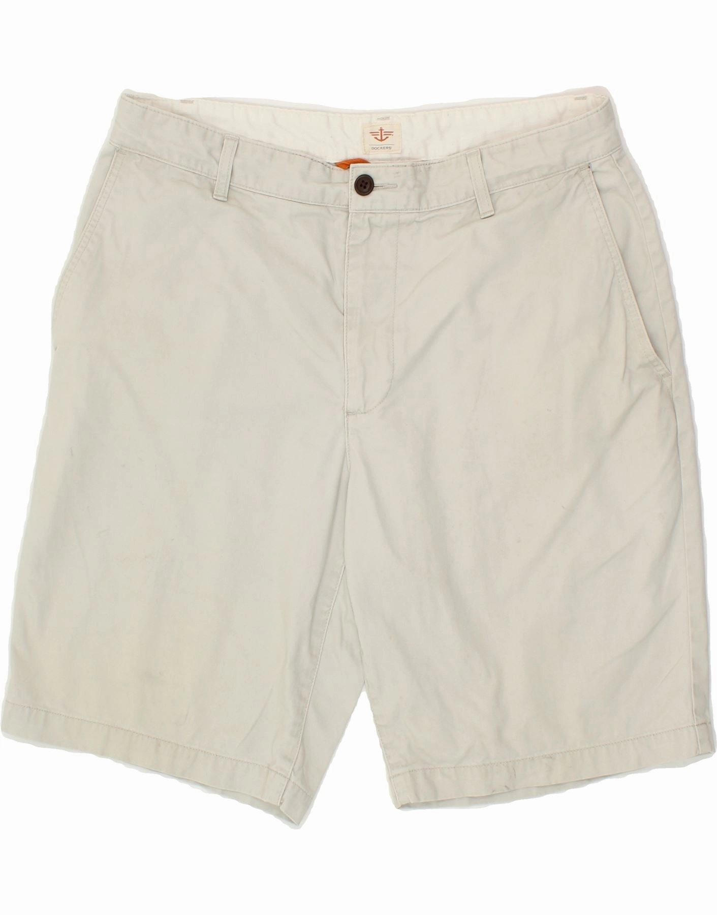 DOCKERS Mens Chino Shorts W34 Large Grey Cotton Comfortable Flex Perfect Fit