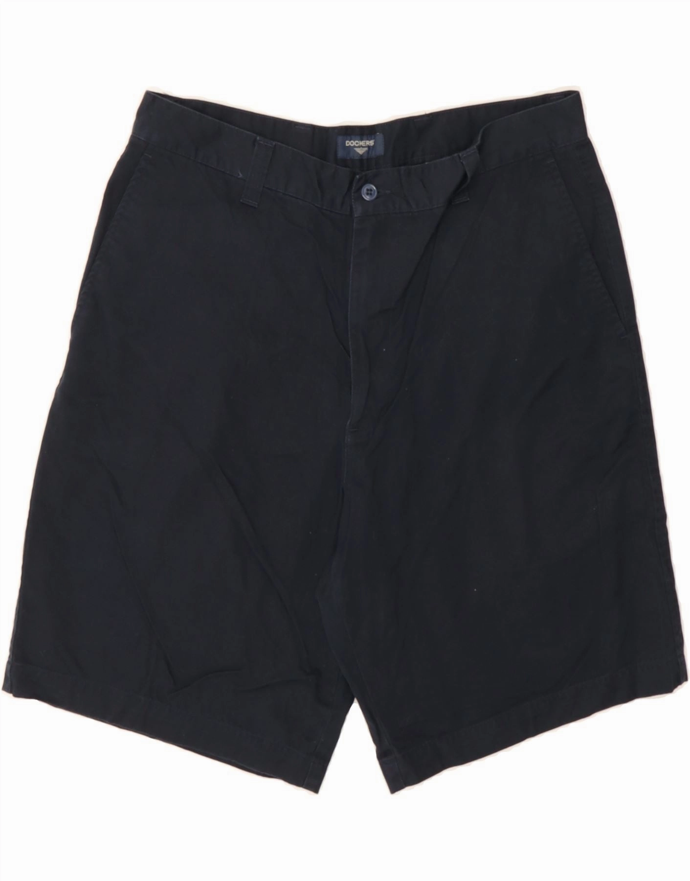 DOCKERS Mens Chino Shorts W34 Large Navy Blue Cotton WindResistantWeave Sun Ready