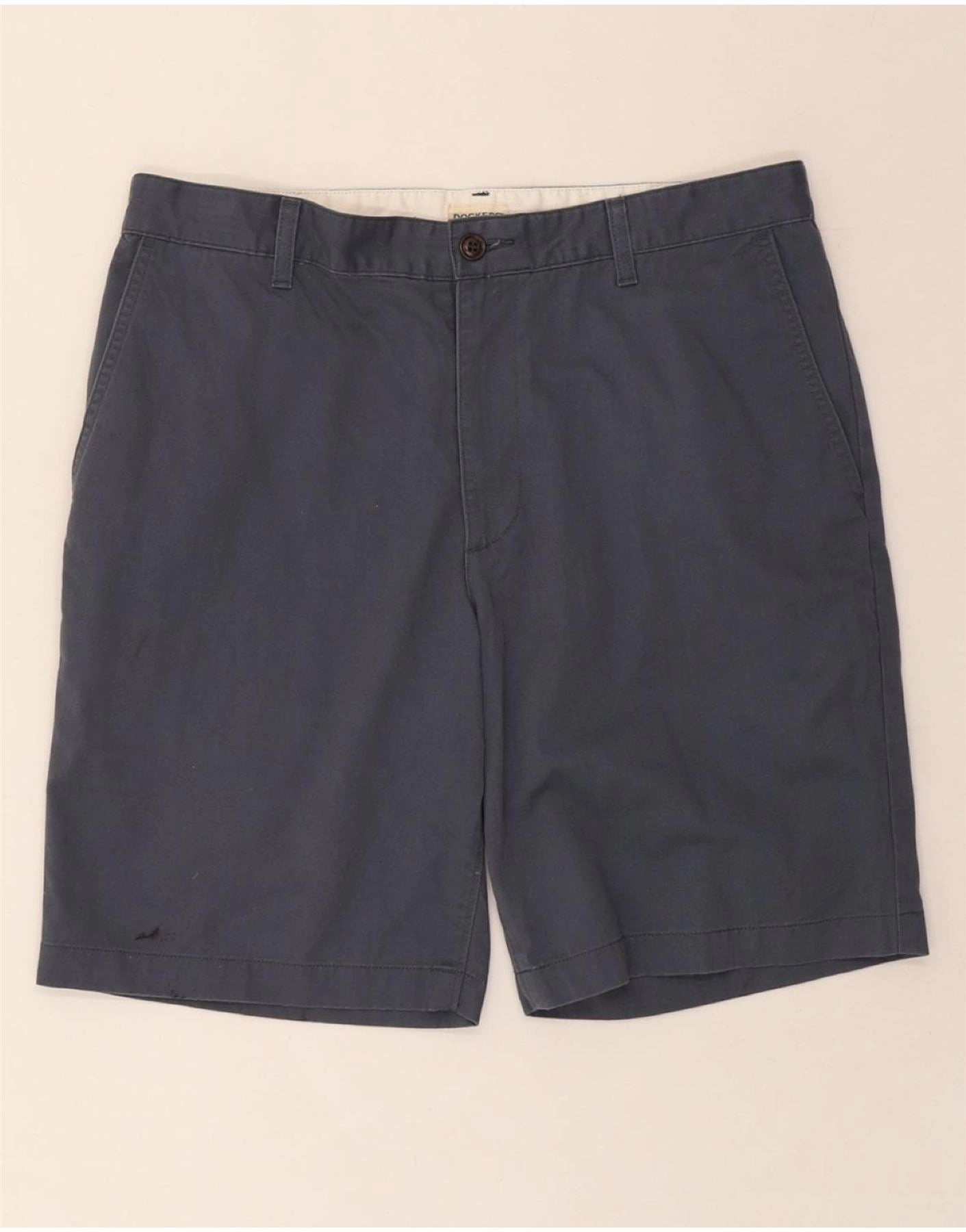 DOCKERS Mens Chino Shorts W34 Large  Navy Blue Cotton Comfy Waistband Fitness Look
