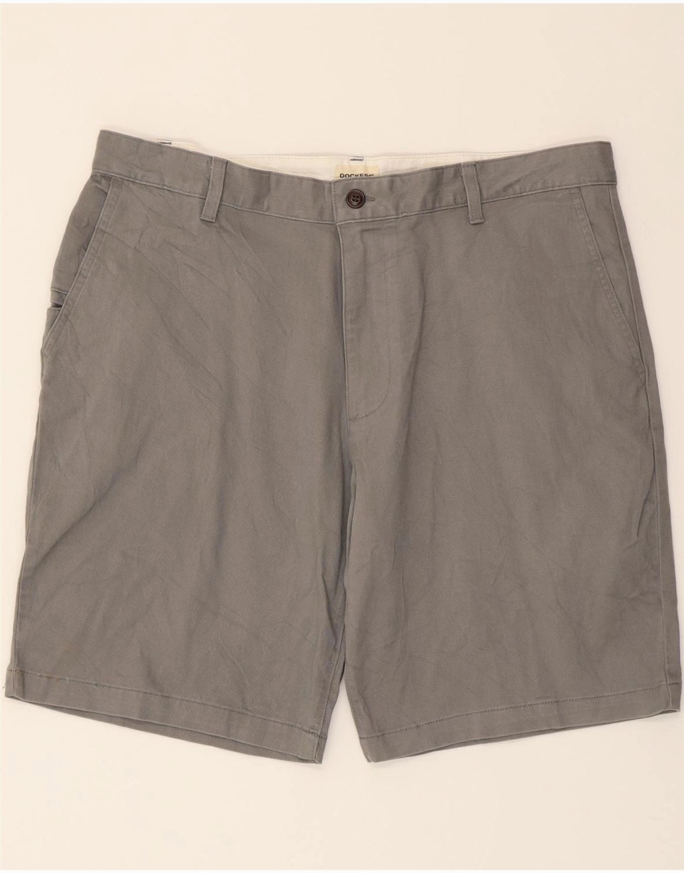 belt DOCKERS Mens Chino Shorts W36 Large Grey Cotton