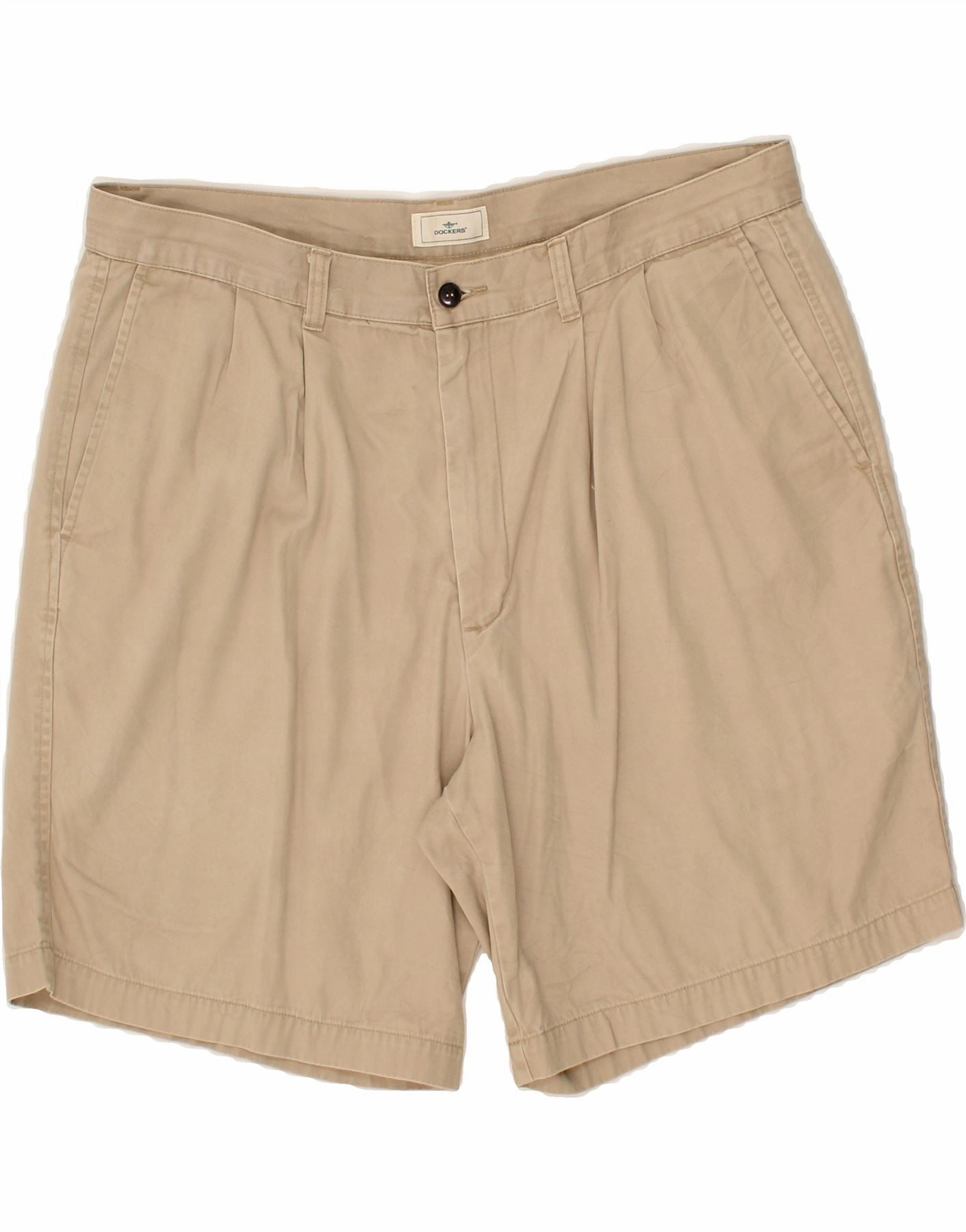Quick Adjust Fit Tagless Design DOCKERS Mens Chino Shorts W38 XL Beige Cotton
