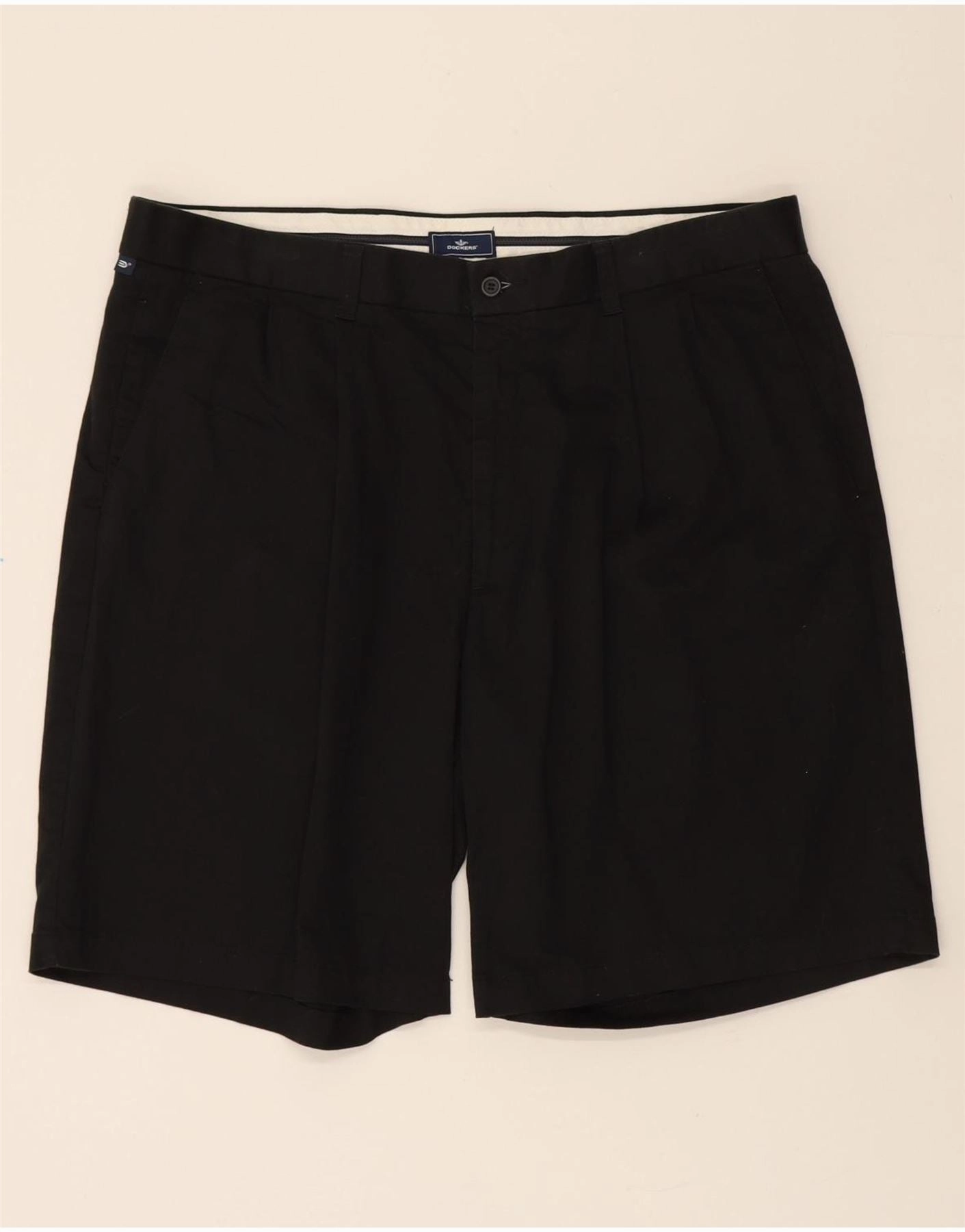 DOCKERS Mens Chino Shorts W38 XL Black Cotton Anti Slip Waist Grip Sport Ready Wear