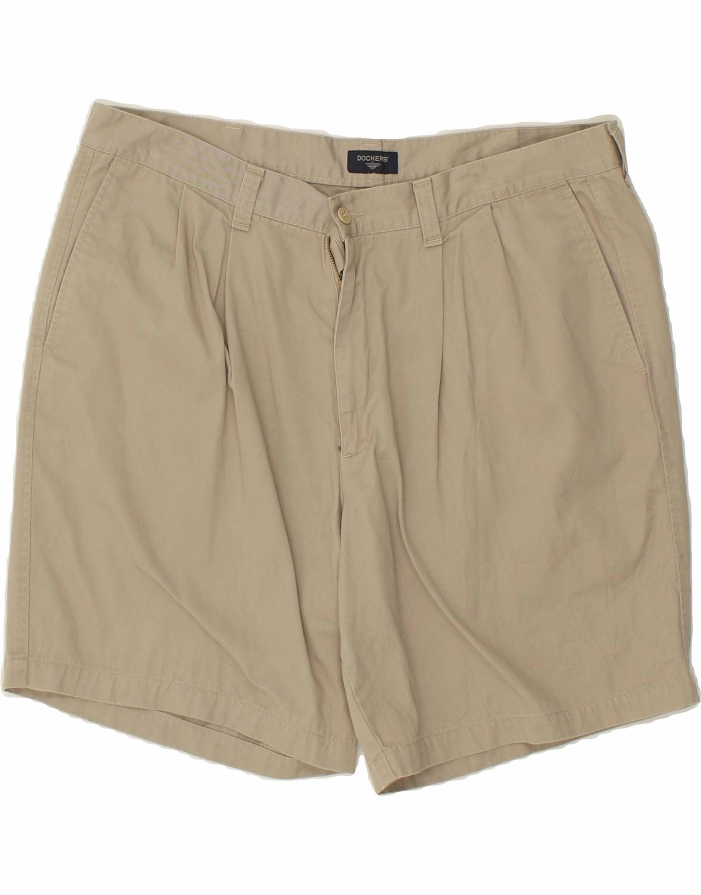 DOCKERS Mens Chino Shorts W40 XL Beige Cotton Minimal Stretch Slim Waist