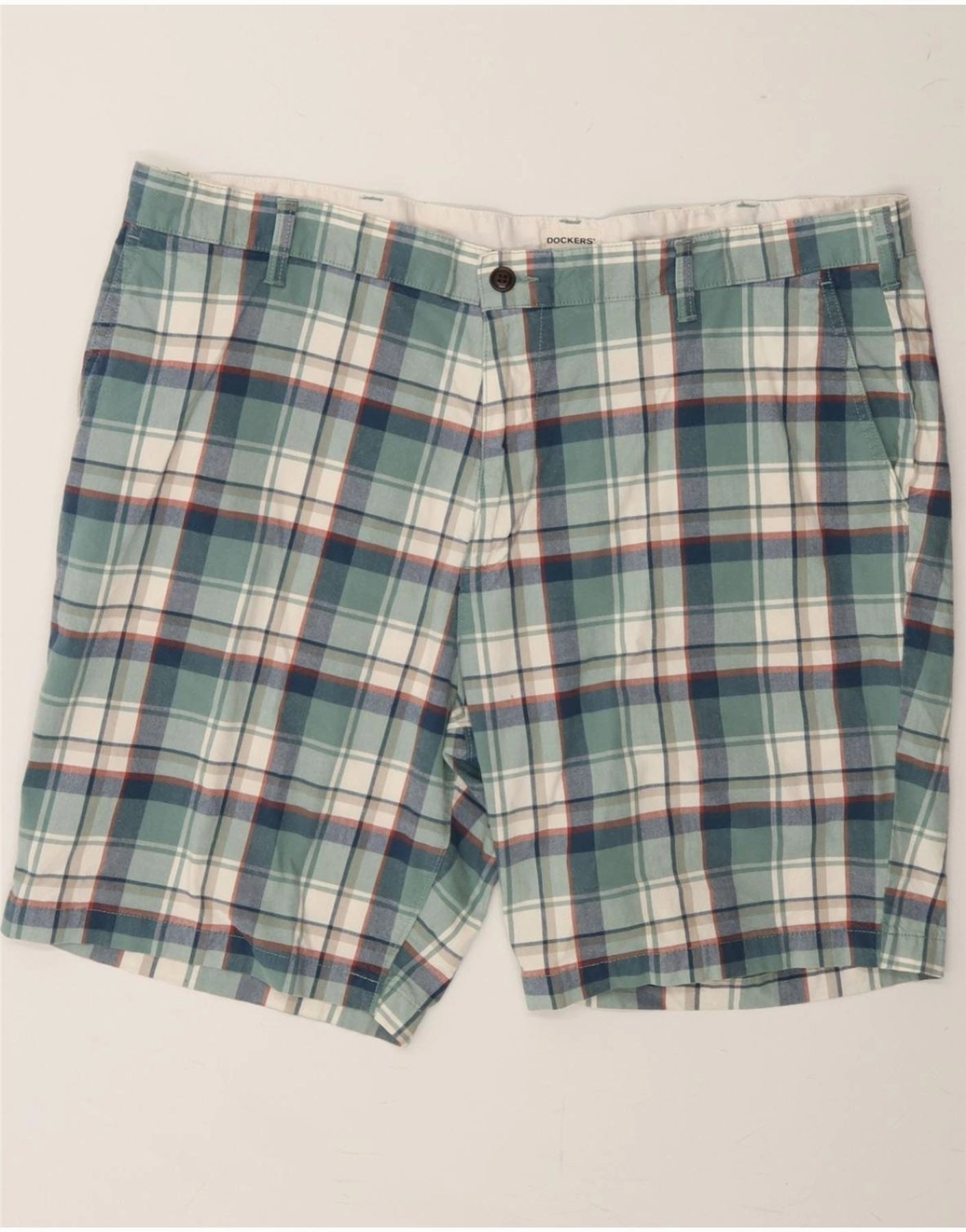 Slim Stretch DOCKERS Mens Chino Shorts W42 2XL Blue Check Cotton