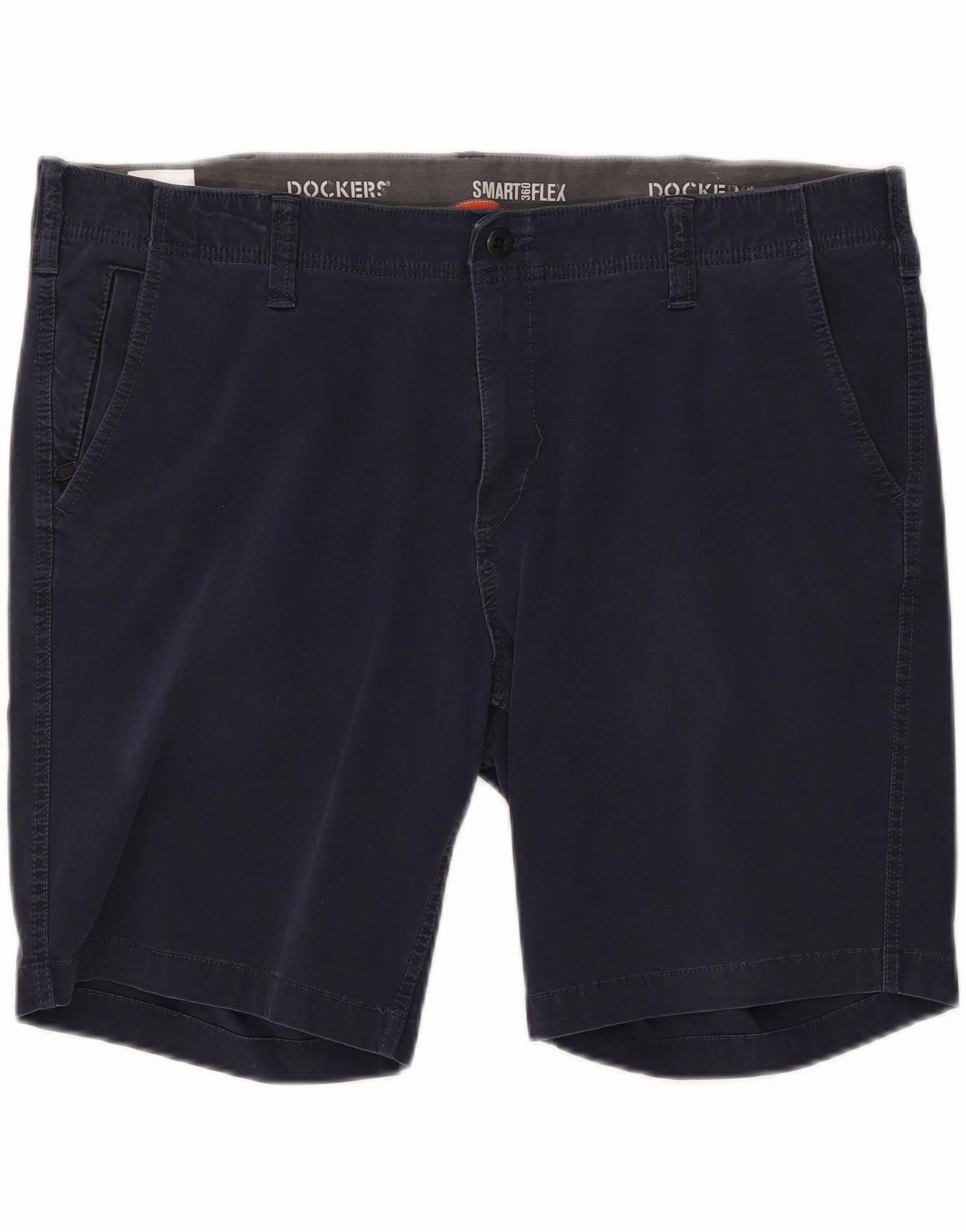 Breathable Material Adjustable Waistband DOCKERS Mens Chino Shorts W42 2XL Navy Blue Cotton