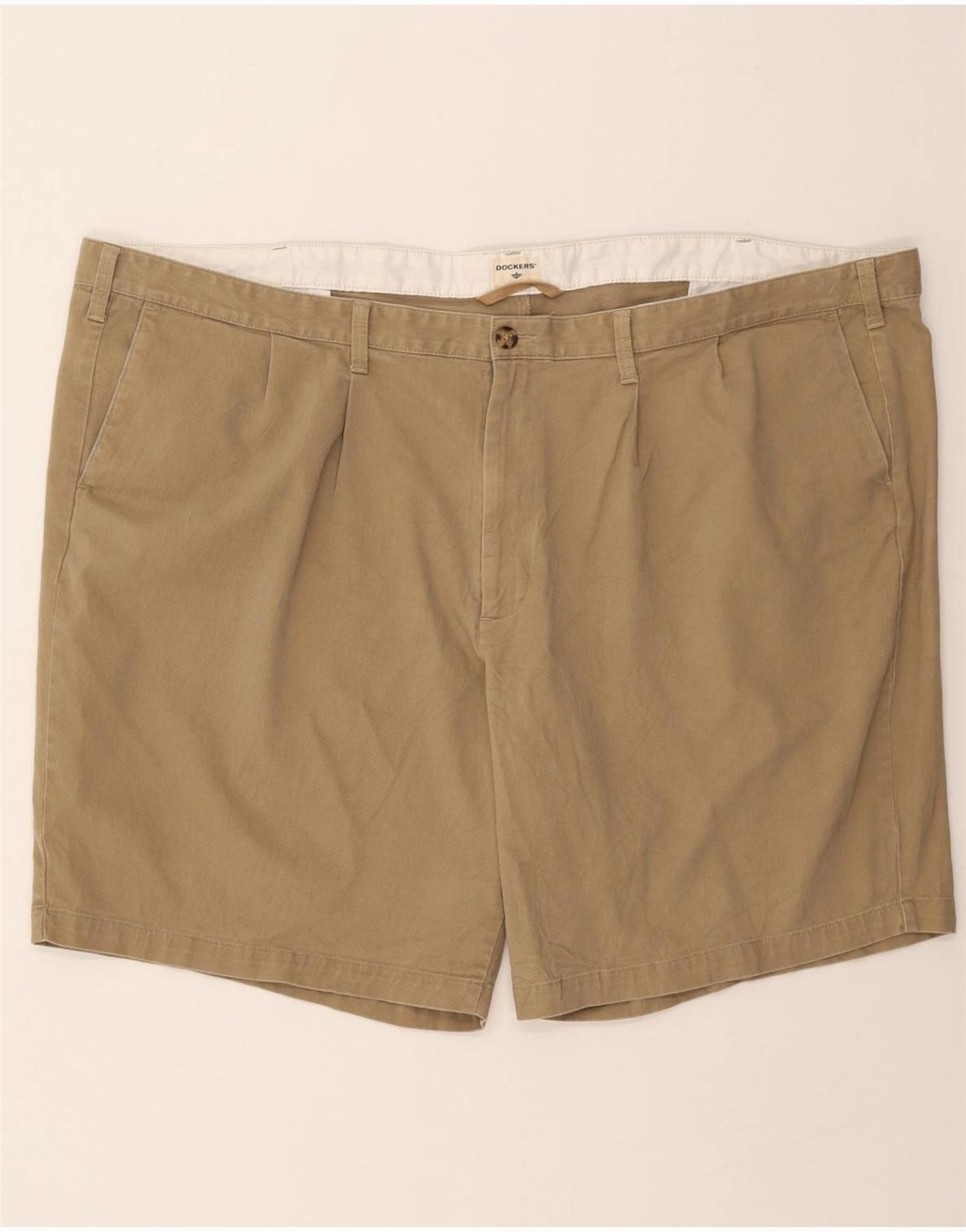 DOCKERS Mens Chino Shorts W54 5XL Brown Cotton Hypoallergenic Lining