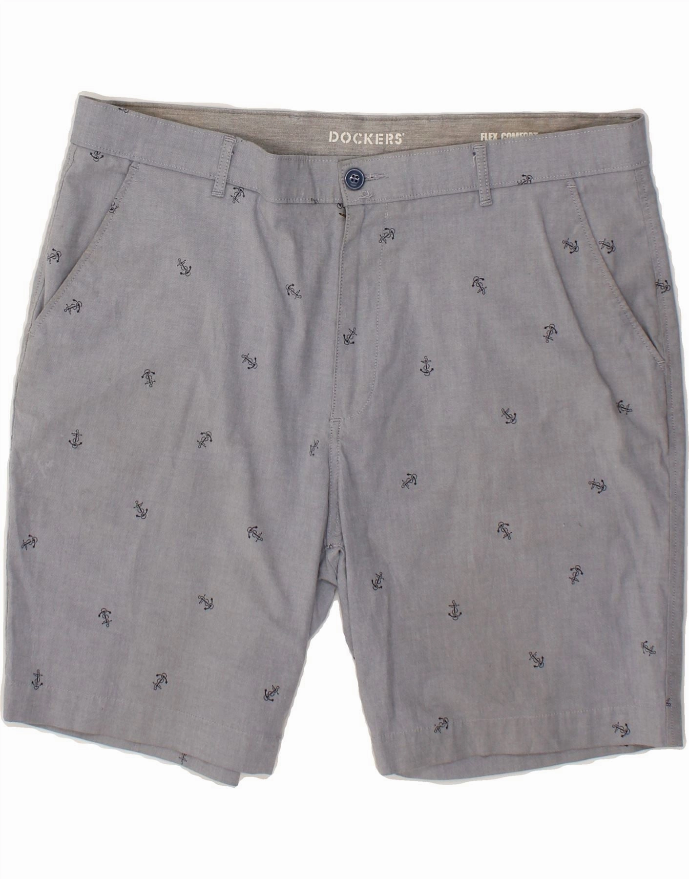 DOCKERS Mens Graphic Chino Shorts W38 XL Grey Cotton Warm Weather Wear