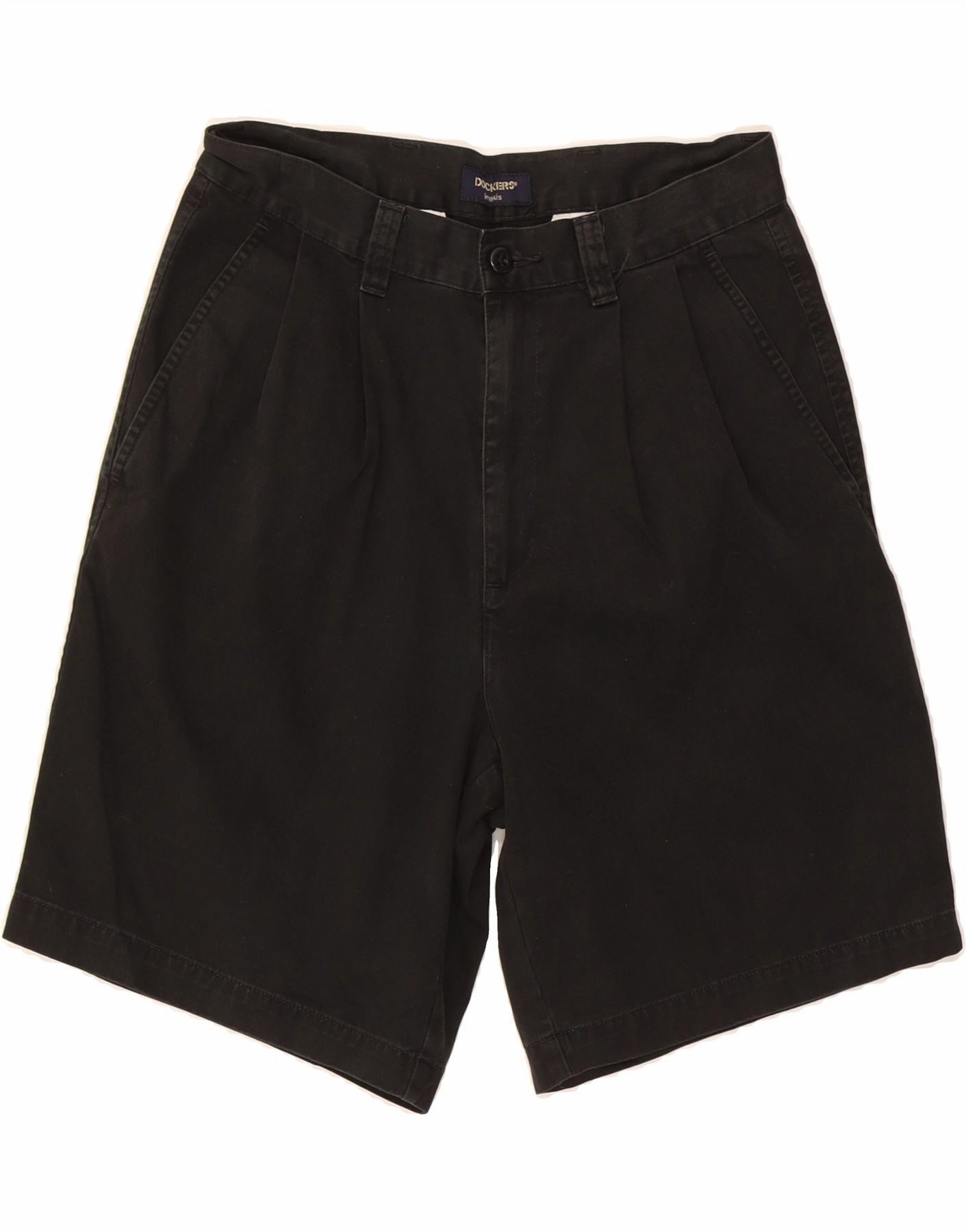 Non Restrictive Waistband DOCKERS Mens Pegged Chino Shorts W30 Medium Black Cotton