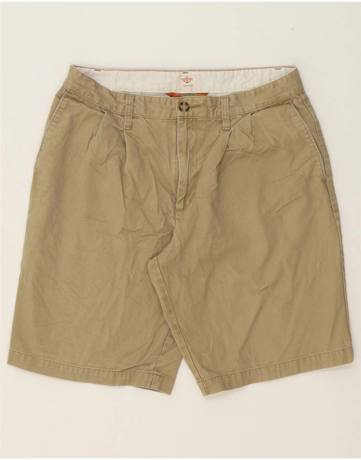 SeamlessConstruction DOCKERS Mens Pegged Chino Shorts W33 Medium  Beige Cotton