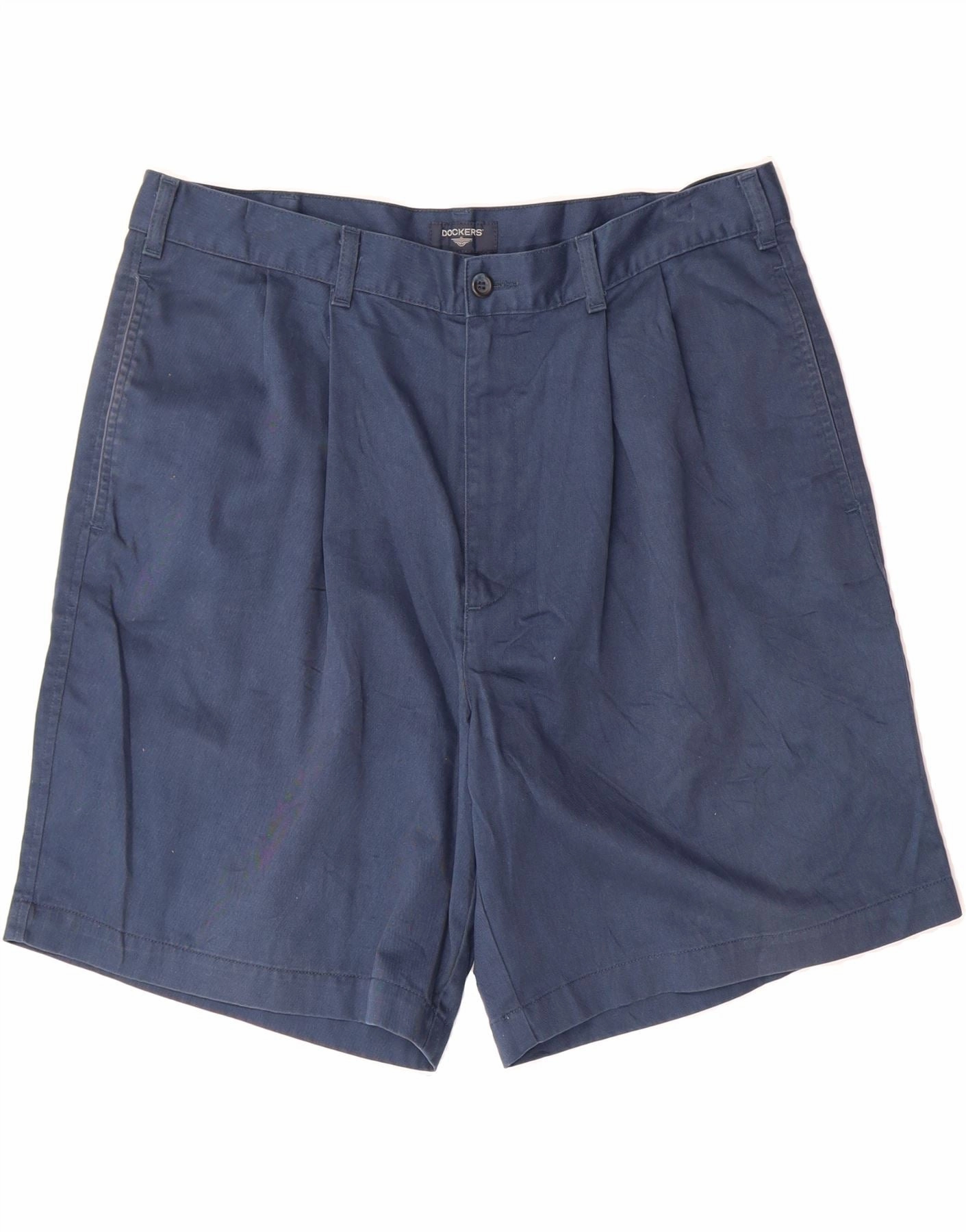 DOCKERS Mens Pegged Chino Shorts  W36 Large Navy Blue Cotton shrink - resistant Vented Hem Details