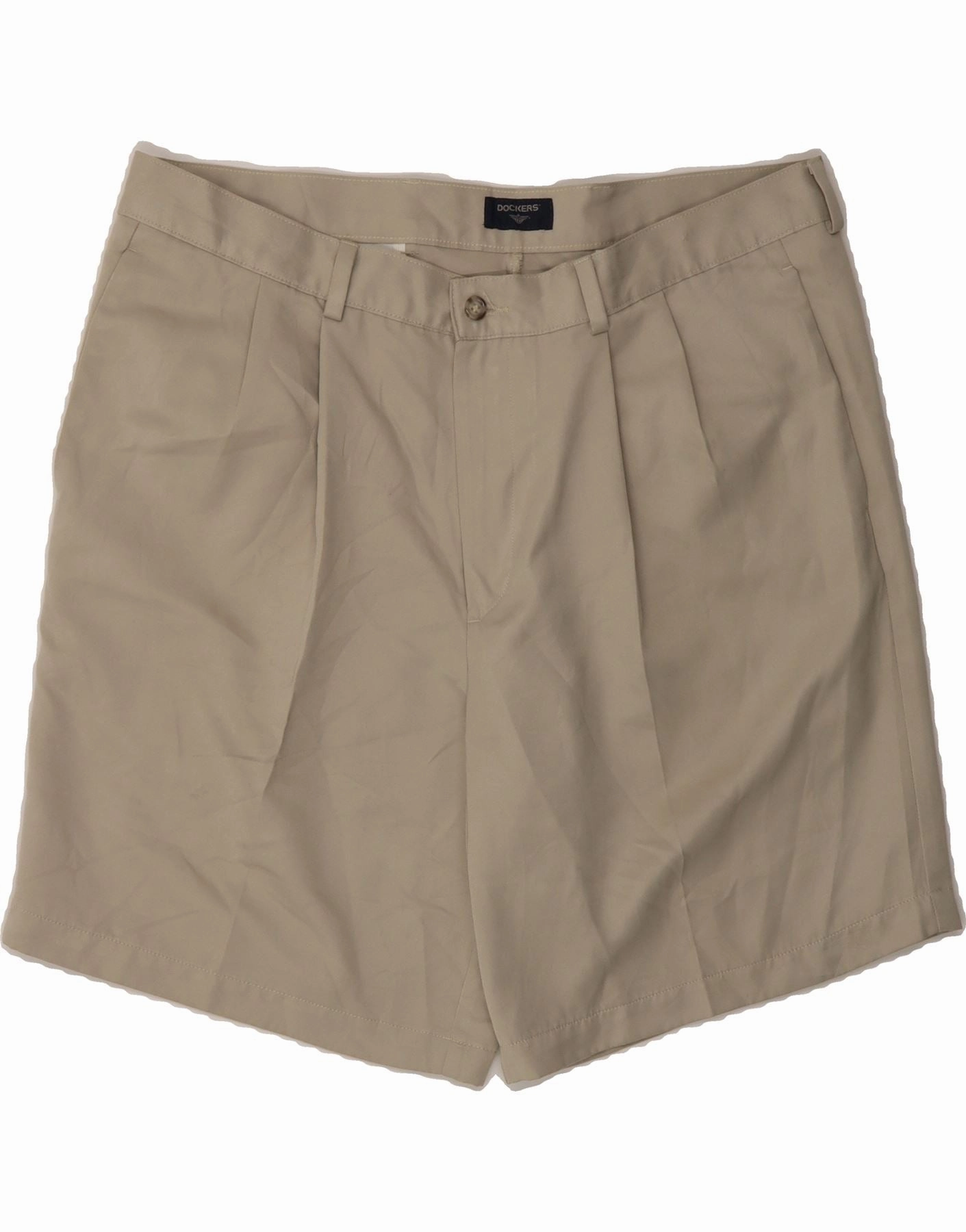 Wide Leg Silhouette Seam Free Construction DOCKERS Mens Pegged Chino Shorts  W38 XL Beige Polyester
