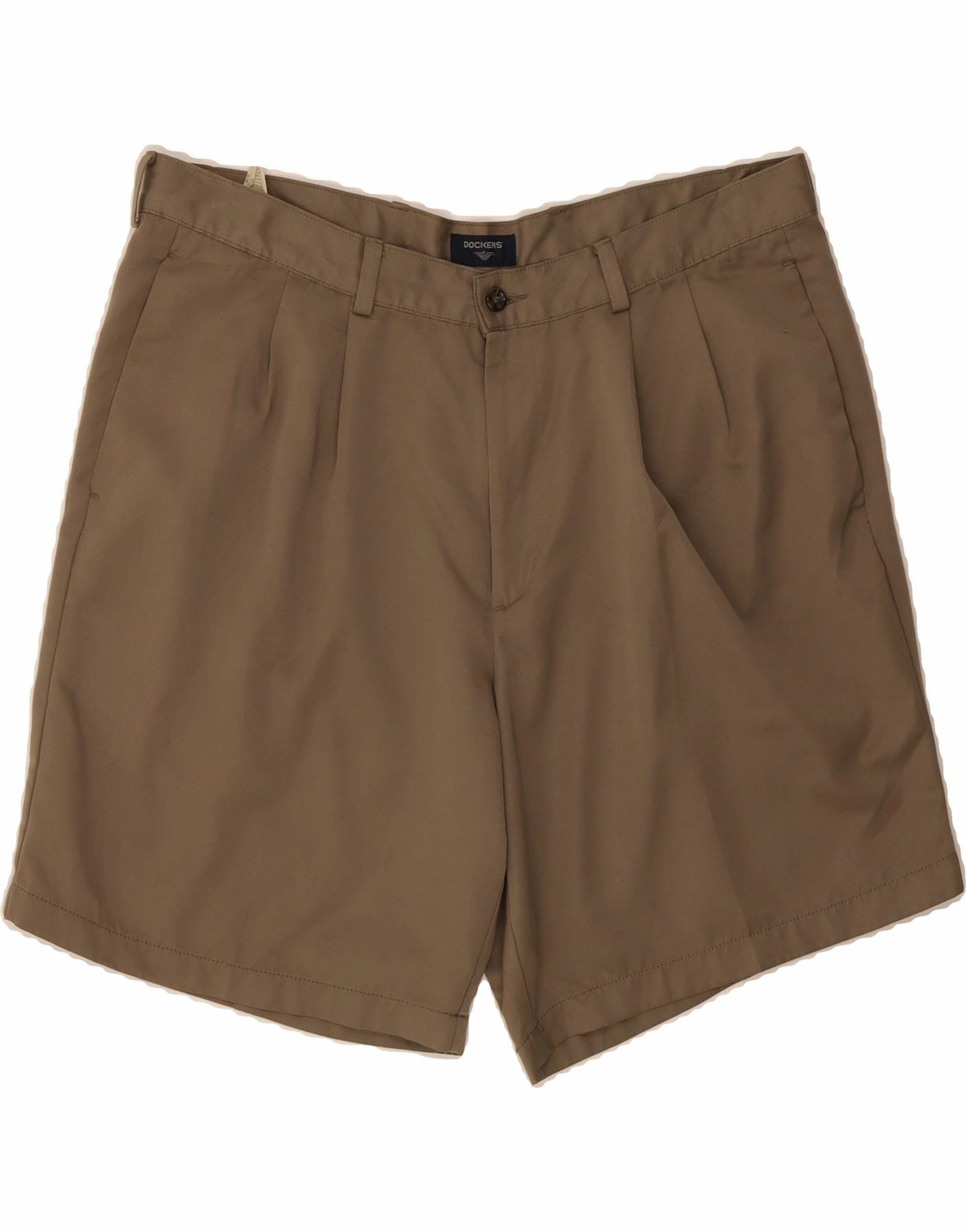 DOCKERS Mens Pegged Chino Shorts W38 XL Brown Microfibers No Pinch Sporty Casual