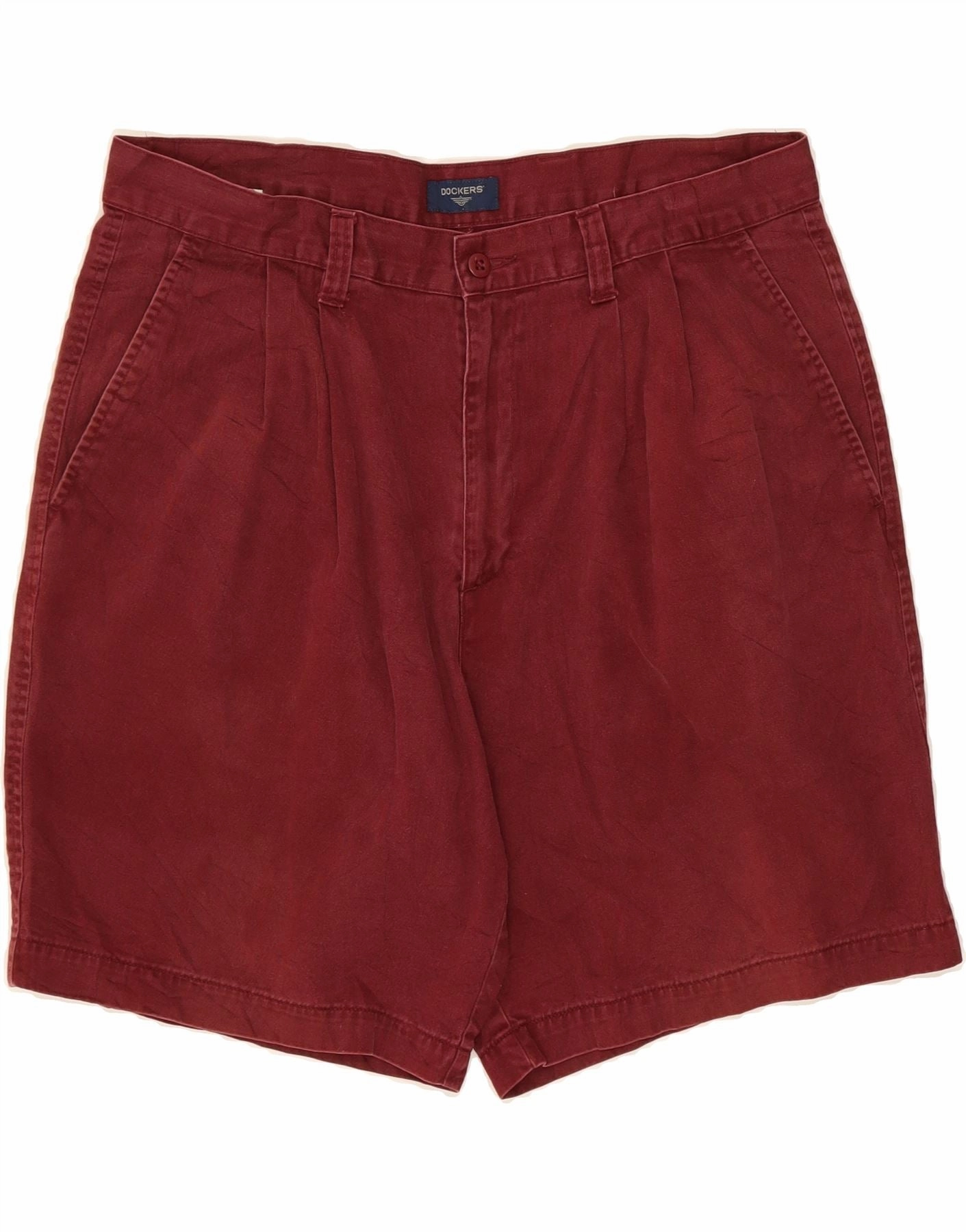 Easy Flex DOCKERS Mens Pegged Chino Shorts W38 XL Burgundy Cotton