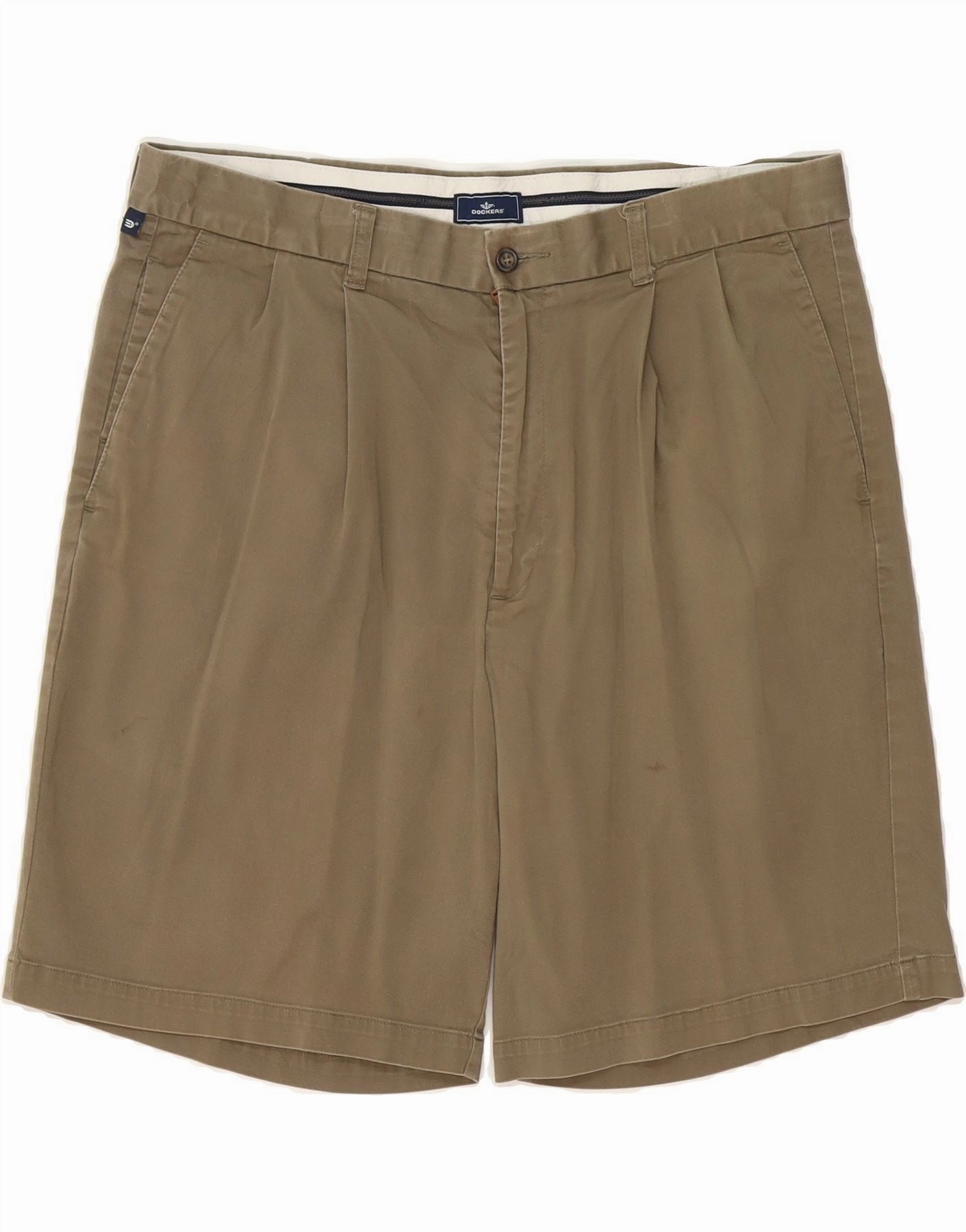 DOCKERS Mens Pegged Chino Shorts W38 XL Khaki Cotton High Waist Static Resistant Fibers