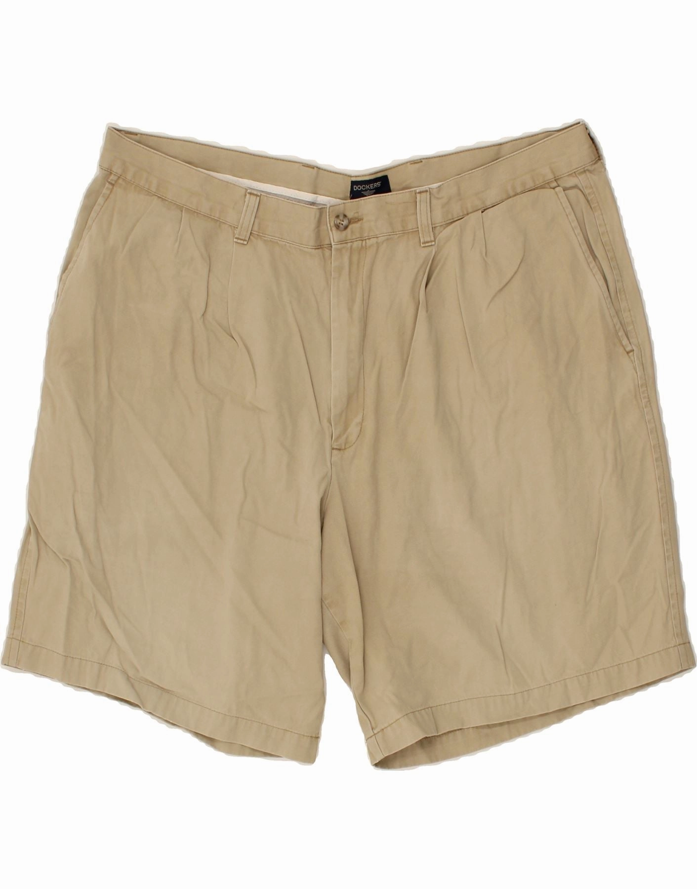 DOCKERS Mens Pegged Chino Shorts W40 XL Beige Cotton Roomy Comfort