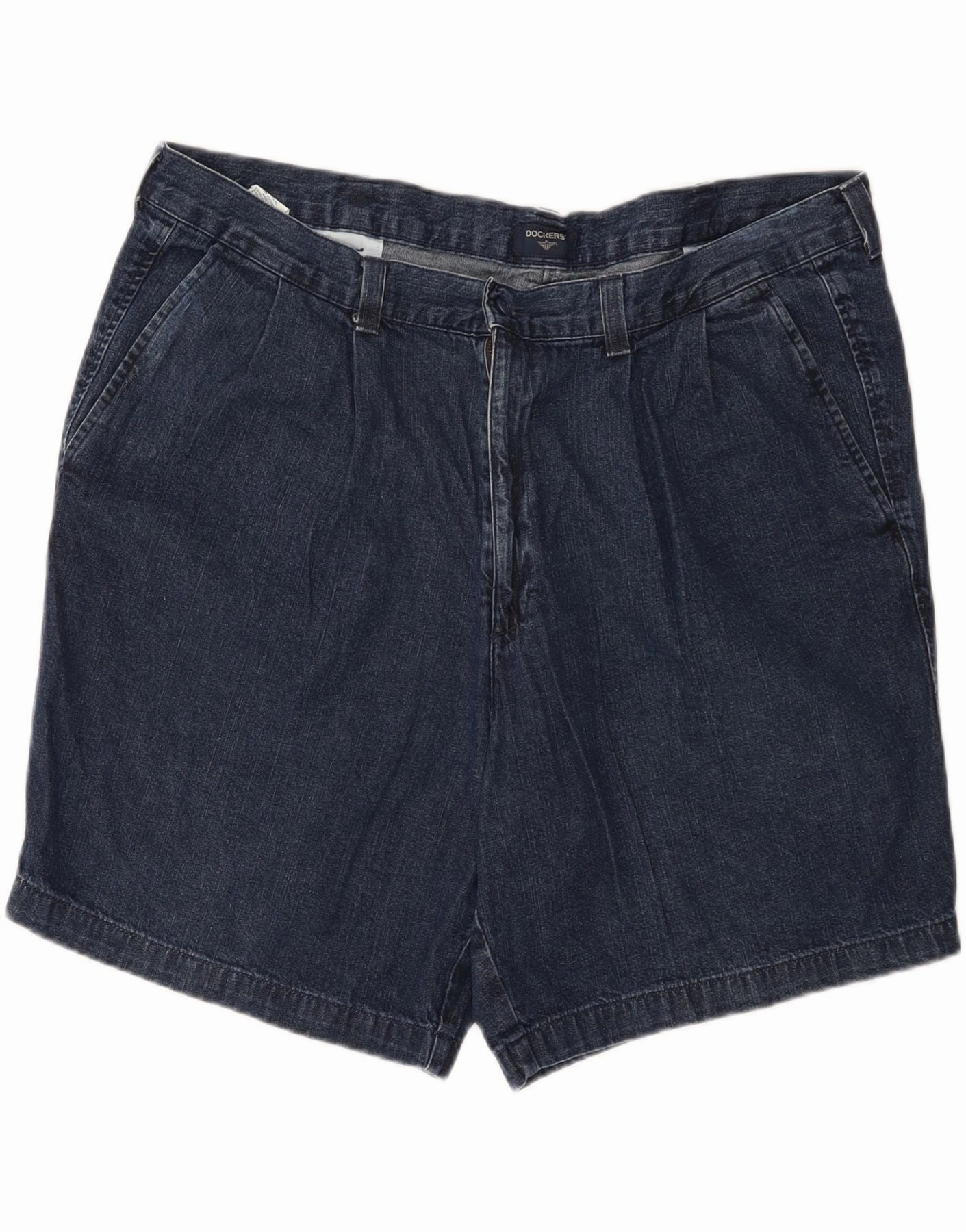 Slim Fit Wear DOCKERS Mens Pegged Denim Shorts W42 2XL Navy Blue Cotton