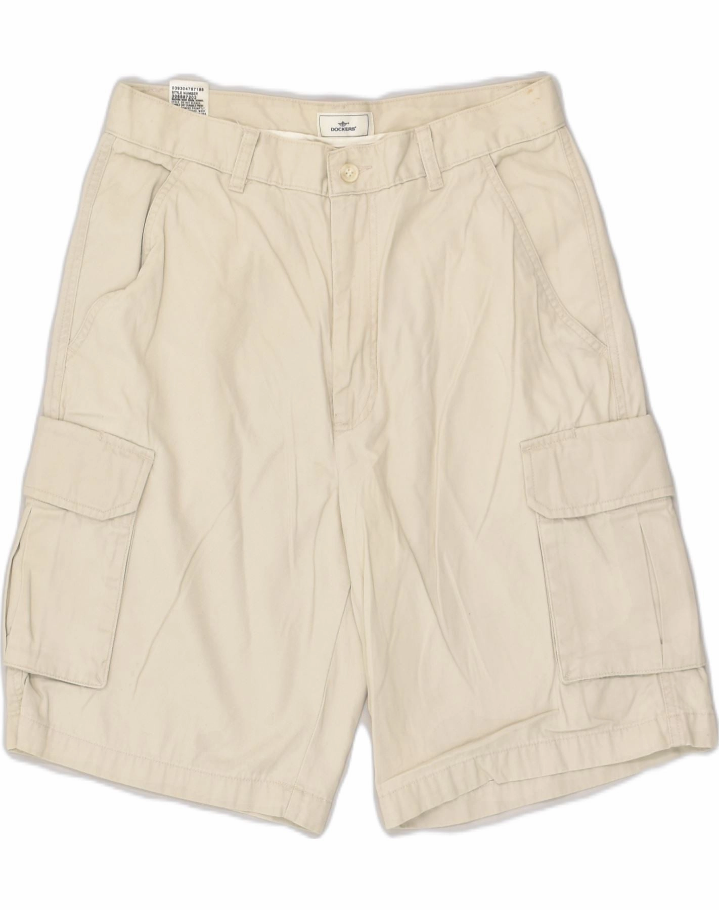 DOCKERS Mens Relaxed Fit Cargo Shorts W30 Medium Beige Cotton Home Wear