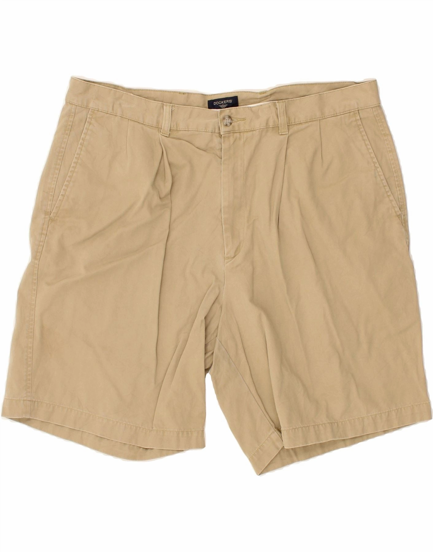 DOCKERS Mens Relaxed Fit Chino Shorts W40 XL Beige Cotton Quick Movement Fit Sun Protection Fabric