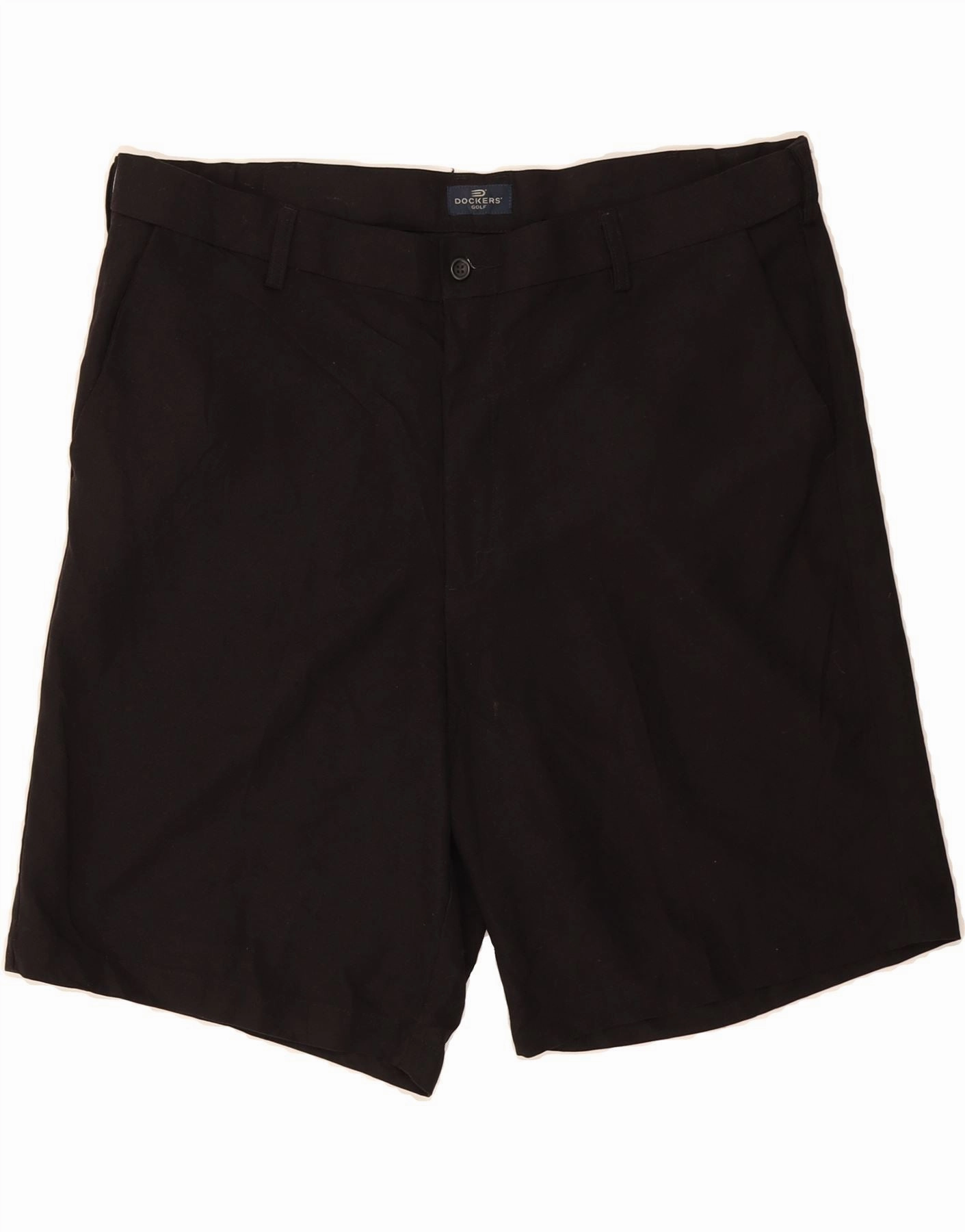 DOCKERS Mens Relaxed Fit Chino Shorts W40 XL Black Polyester soccer shorts Sleek Fit