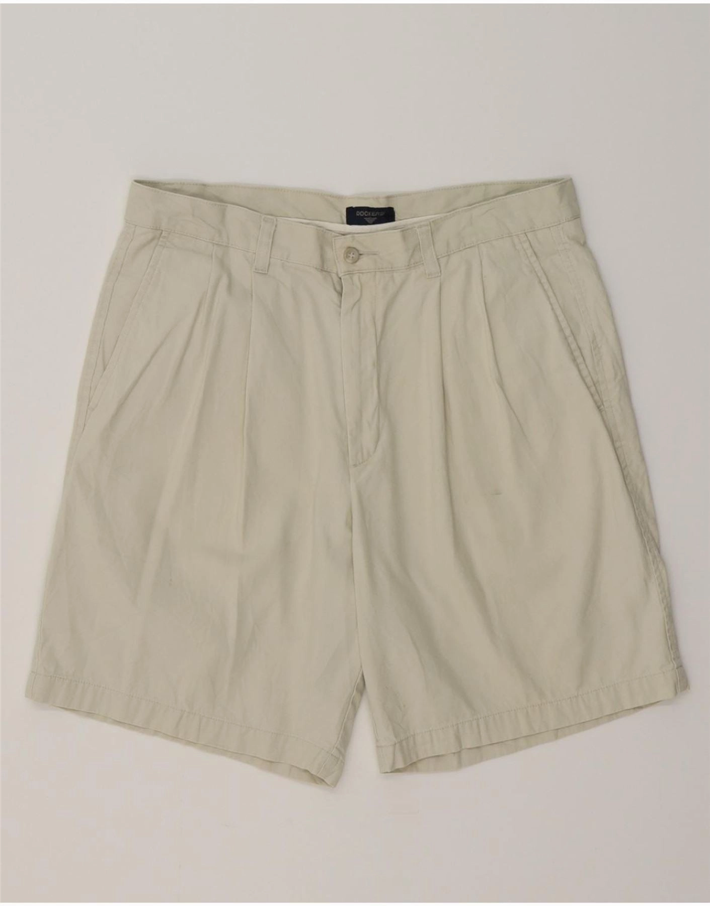 Reinforced Hemlines DOCKERS Mens Relaxed Fit Pegged Chino Shorts W34 Large  Green Cotton