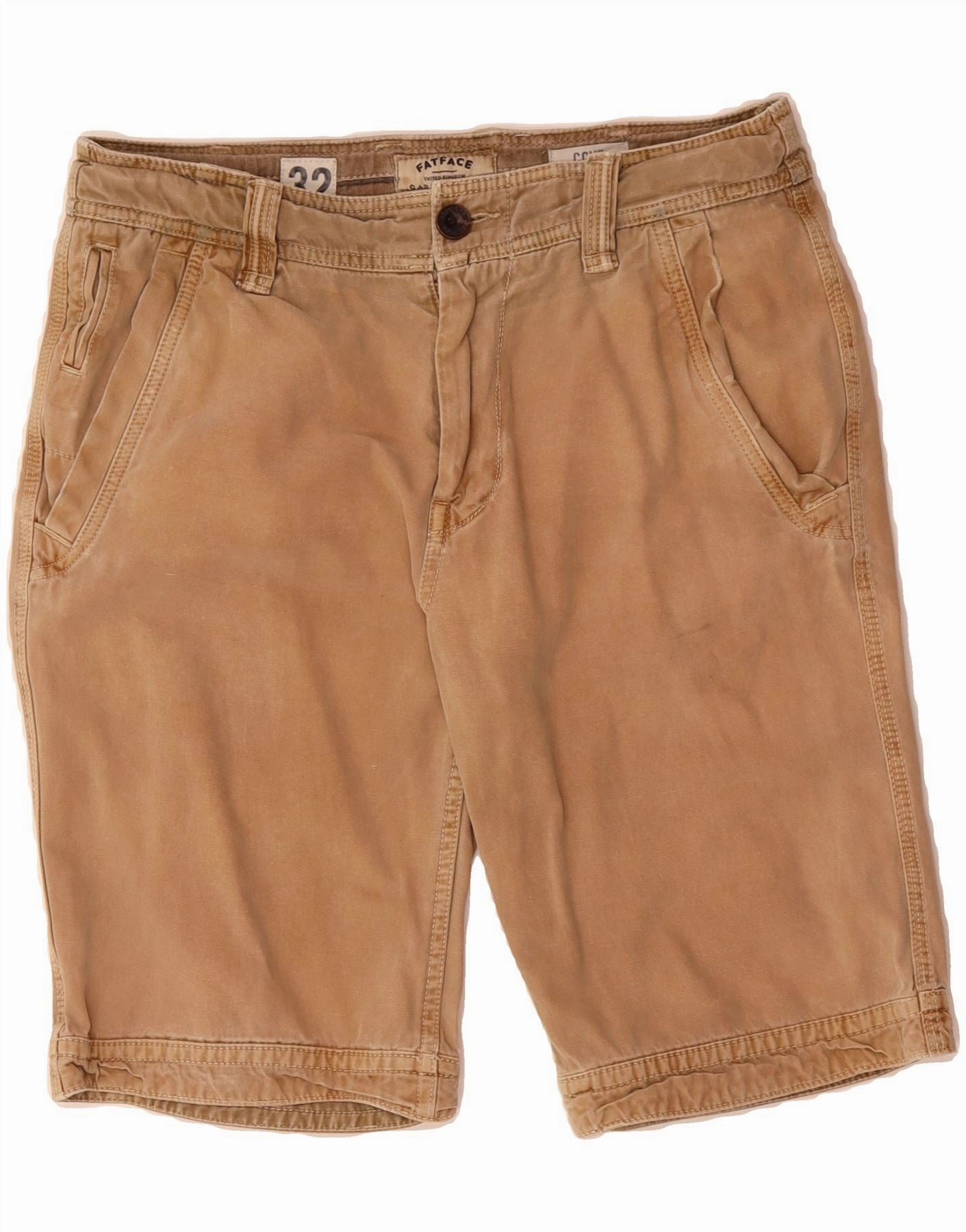 FAT FACE Mens Chino Shorts W32 Medium Brown Cotton Quick Layer
