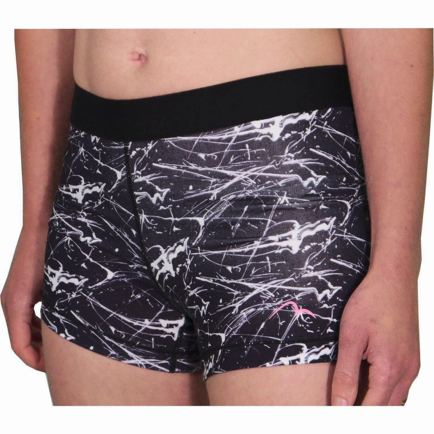 UV Protection Fabric More Mile Go For It Printed Womens Short Running Tights - Black