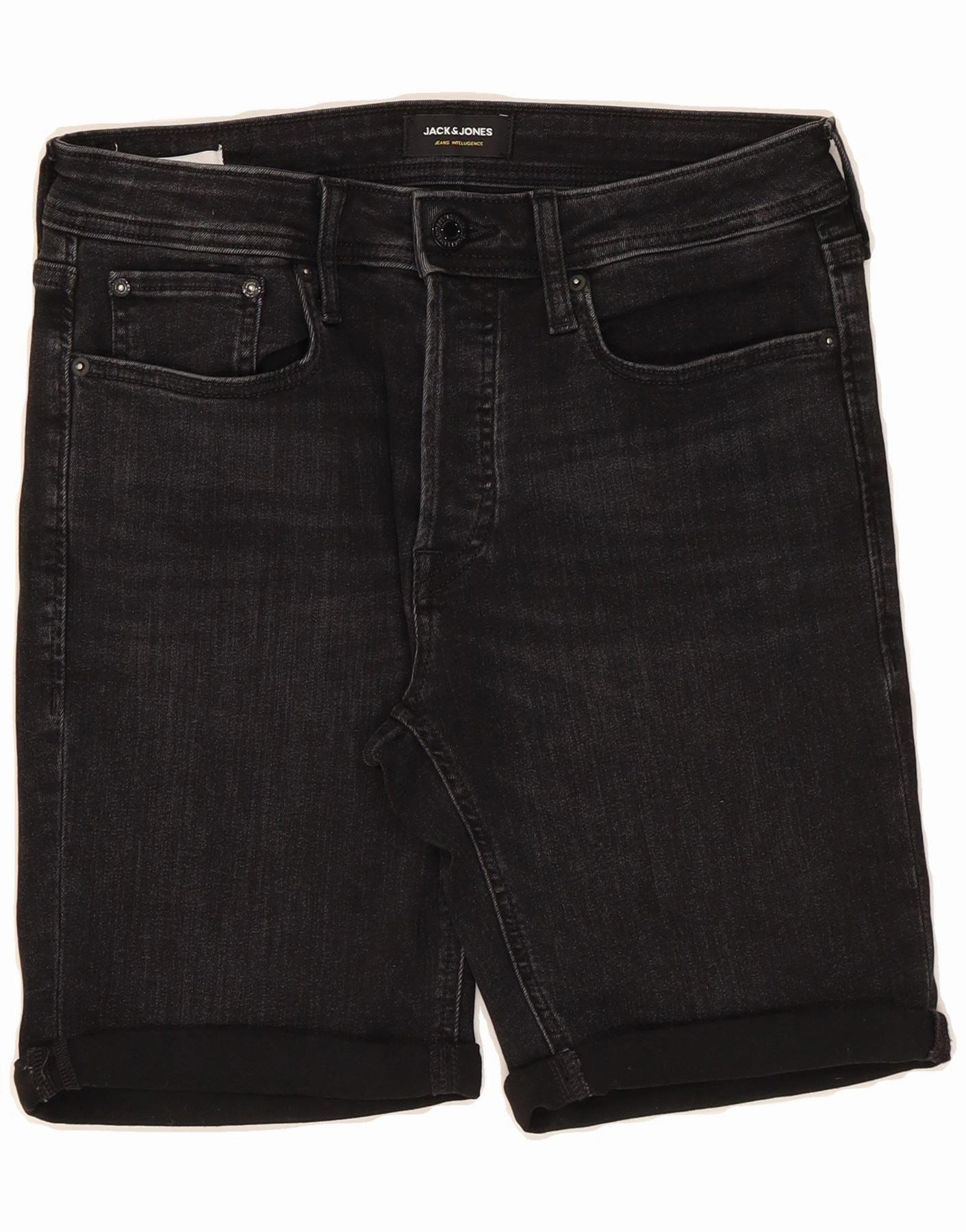 Slim Waistband JACK & JONES Mens Denim Shorts Small W28 Black Cotton