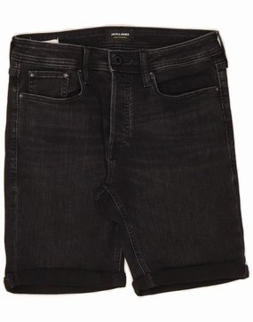Slim Waistband JACK & JONES Mens Denim Shorts Small W28 Black Cotton