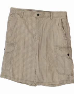 ReflectiveAccents Comfort Design IZOD Mens Cargo Shorts W38 XL Grey Check Cotton