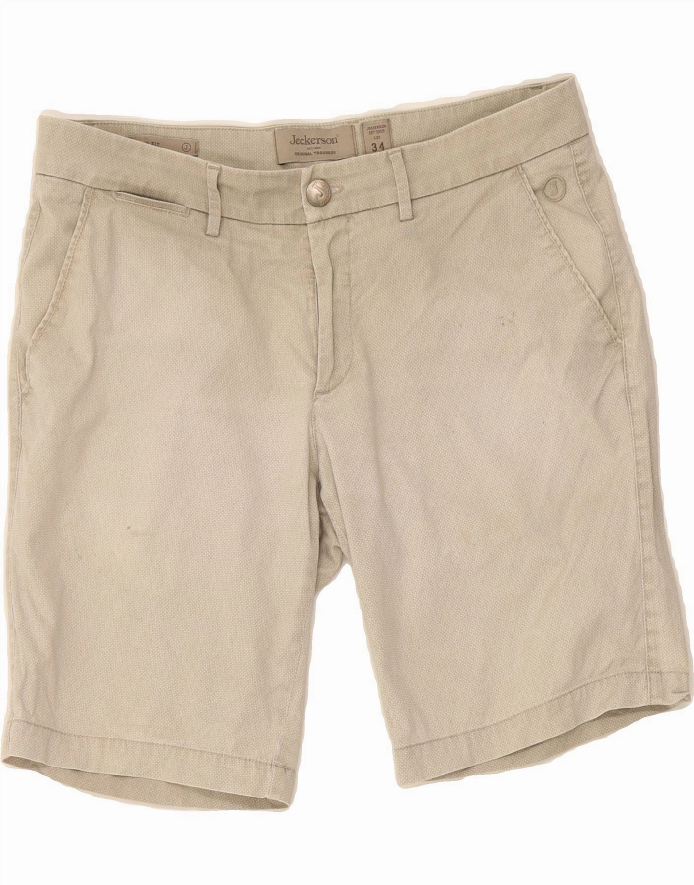 Slim Waist JECKERSON Mens Chino Shorts W34 Large  Grey Cotton