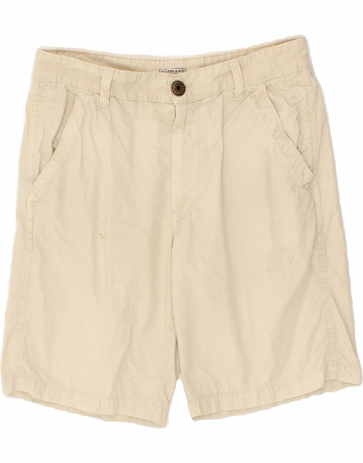 MURPHY & NYE Mens Chino Shorts W33 Medium  Beige elastic waistband Outdoor Comfort