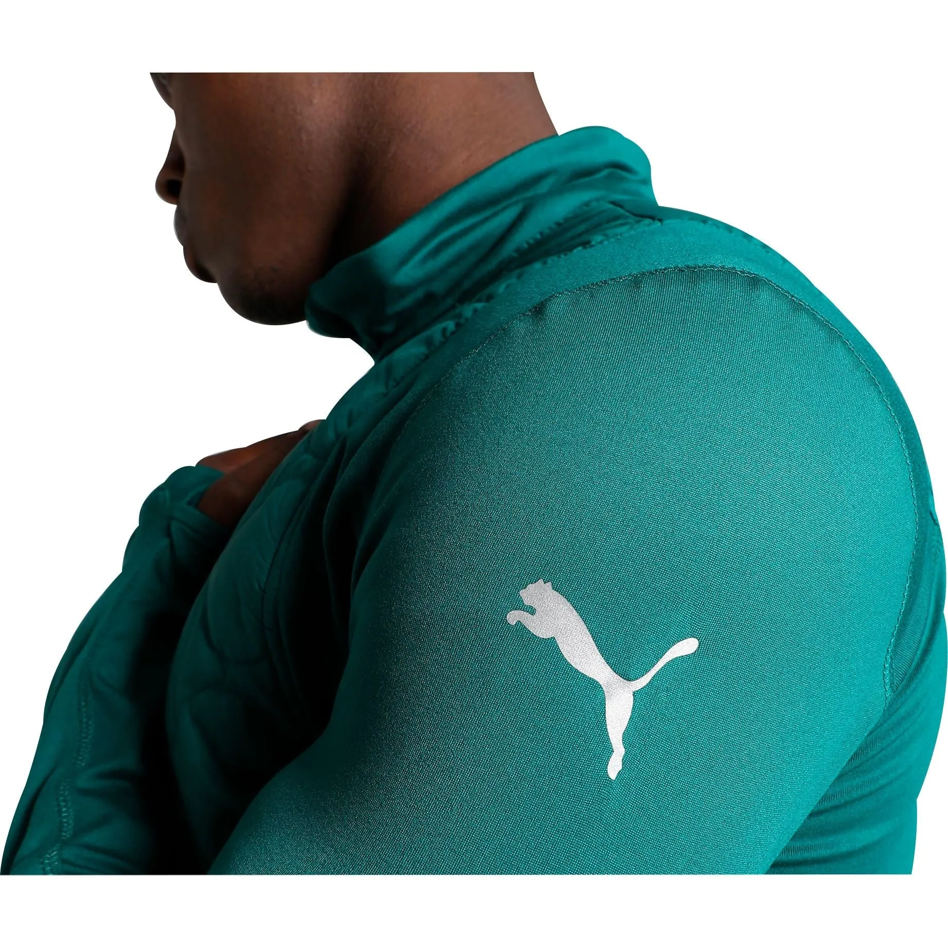 Travel Fashion Bold Detail Puma Cloudspun WRMBL Mens Running Jacket - Green
