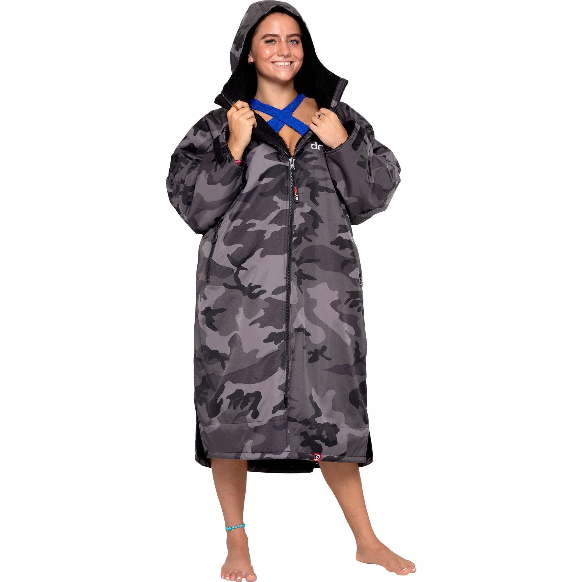 Dryrobe Advance Long Sleeve Changing Robe - Black Camo Core Comfort
