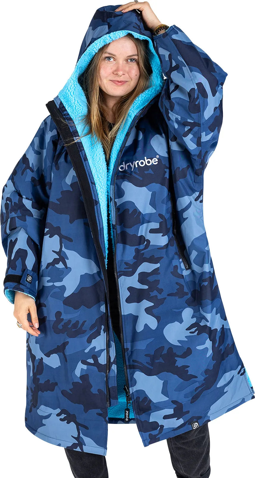 Dryrobe Advance Long Sleeve Changing Robe - Blue Camo Resting Style