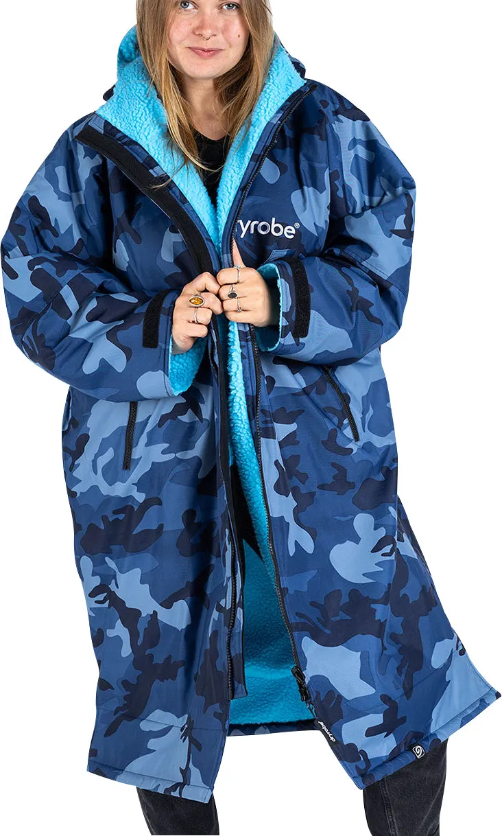Stretch waistband Dryrobe Advance Long Sleeve Changing Robe - Blue Camo